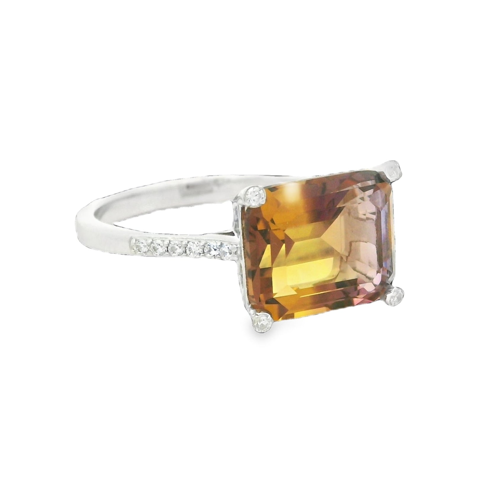 Silver Ametrine & Cubic Zirconia Ring SIDE