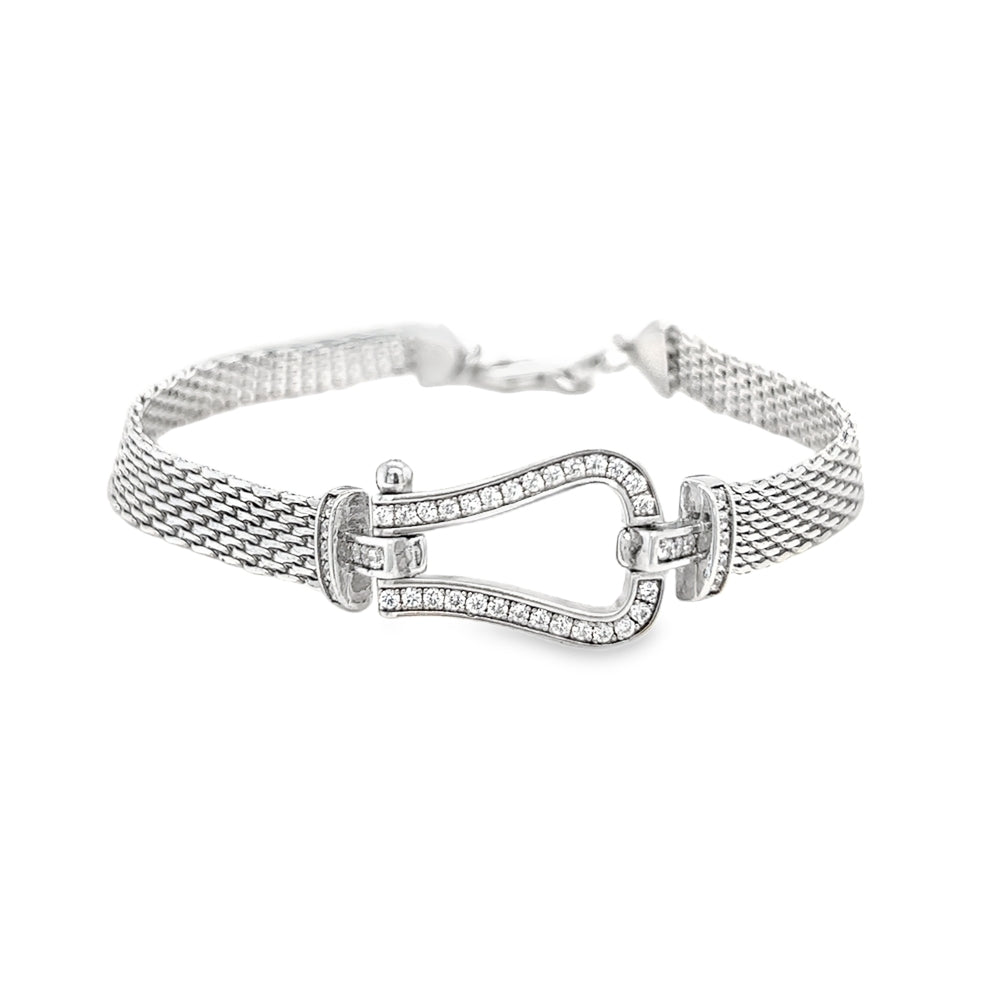 Sterling Silver CZ Weave Chain Bracelet
