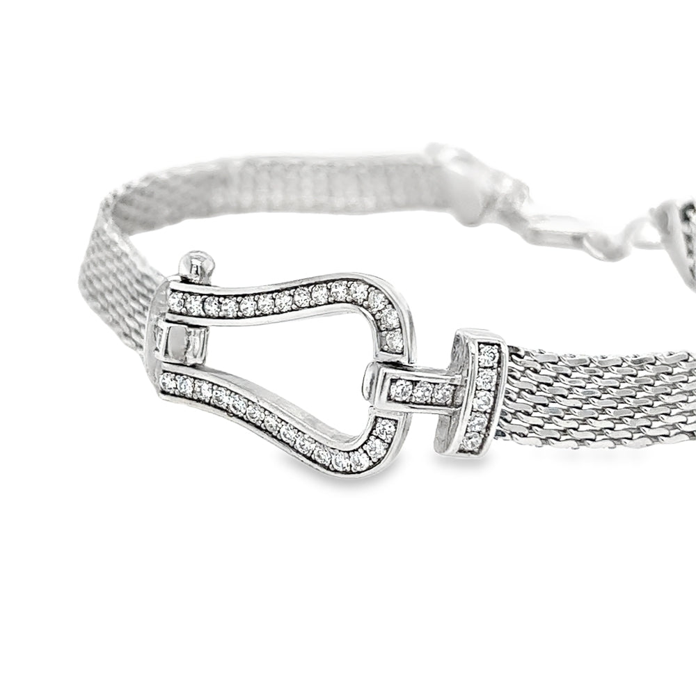 Sterling Silver CZ Weave Chain Bracelet side