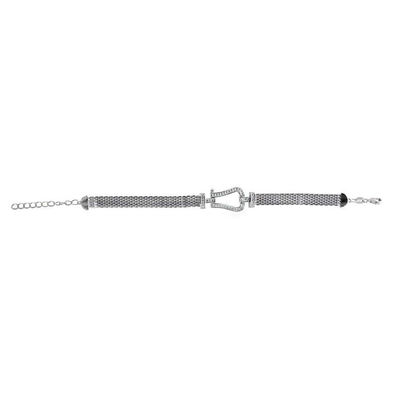 Sterling Silver CZ Weave Chain Bracelet full