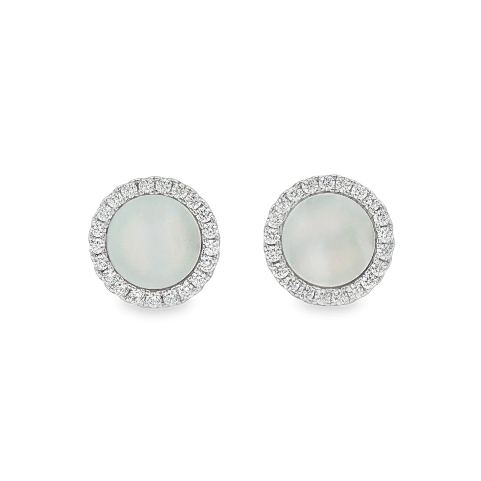 Silver Mother of Pearl & CZ Stud Earring