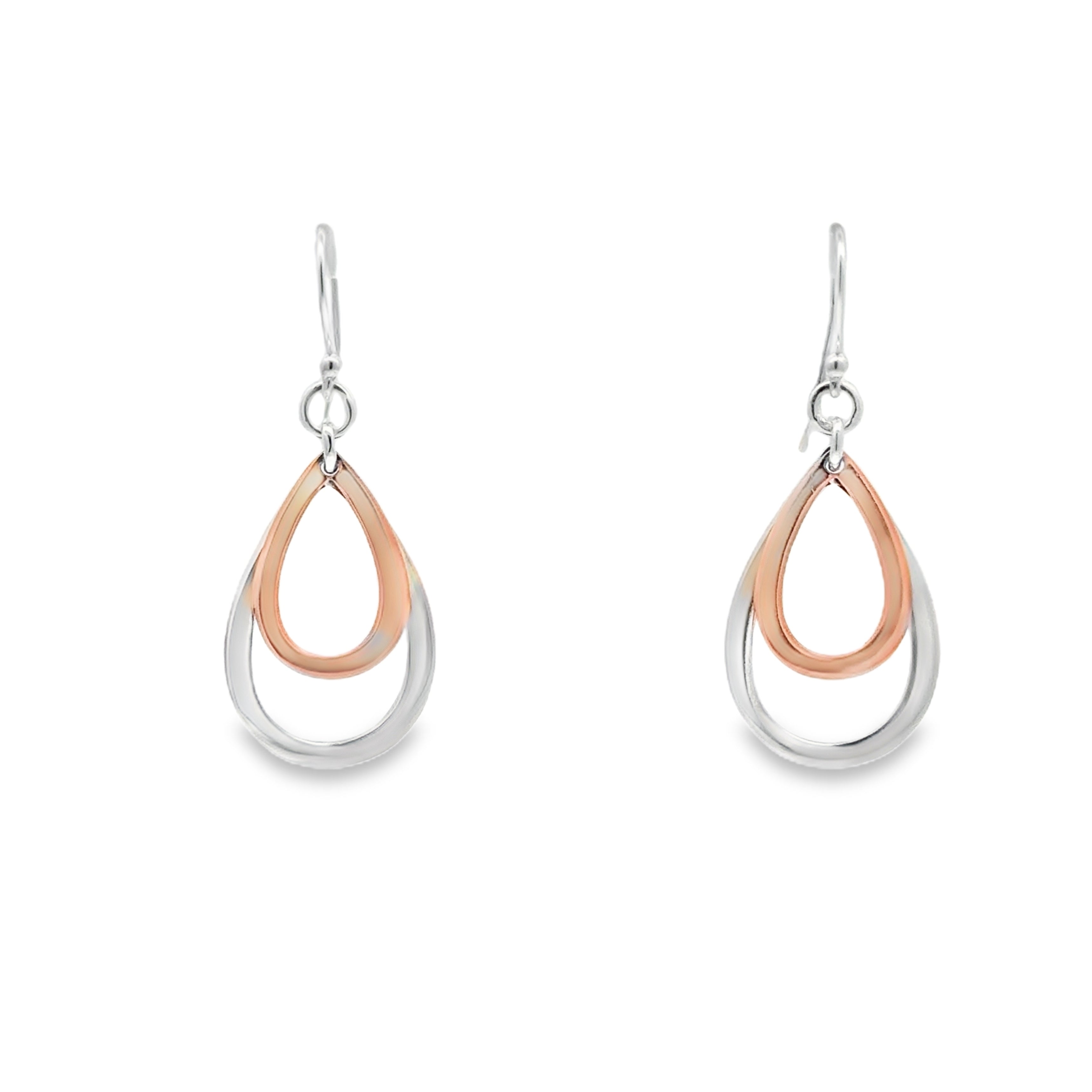 Sterling Silver Two Colour Teardrop Earrings