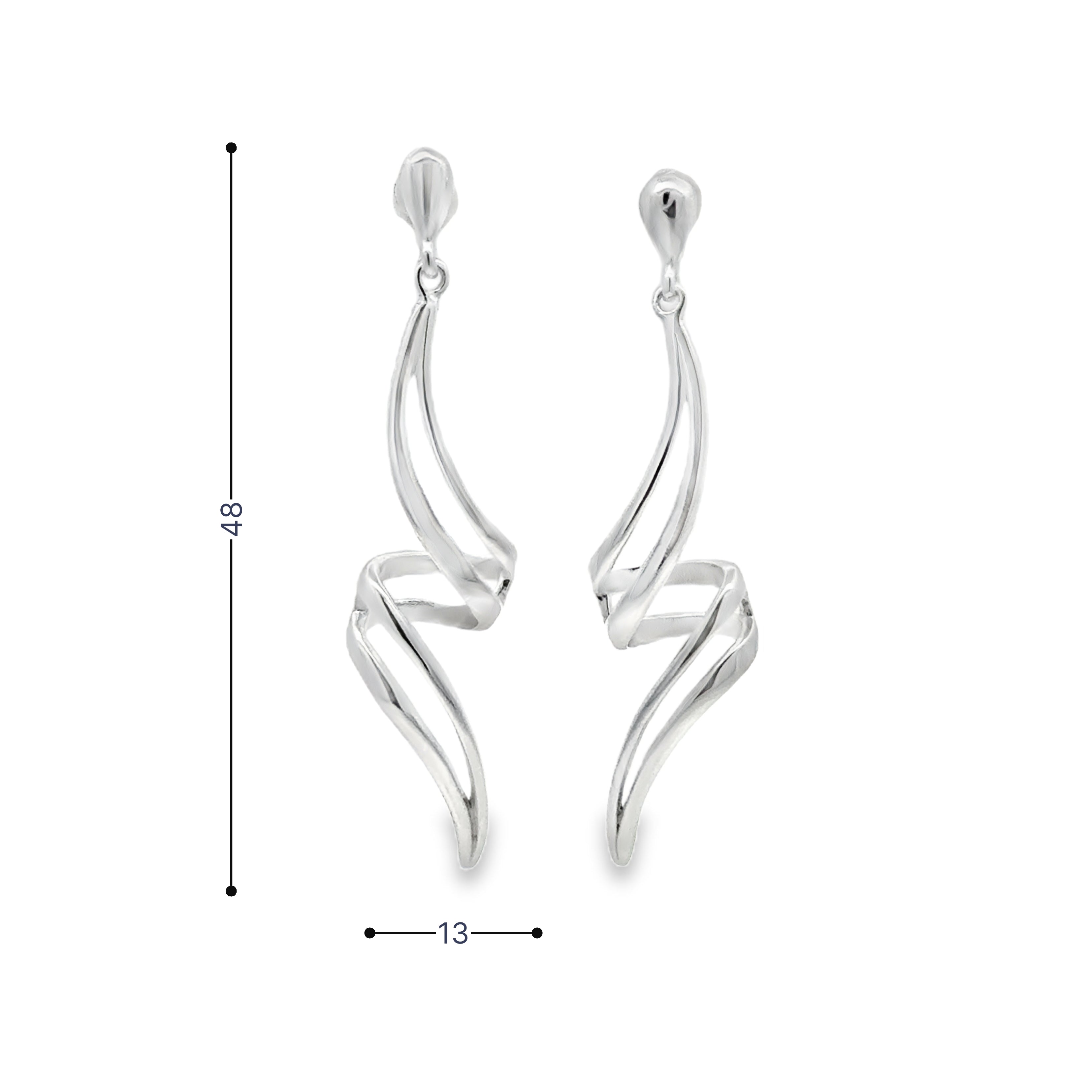 Sterling Silver Spiral Drop Earrings measurements