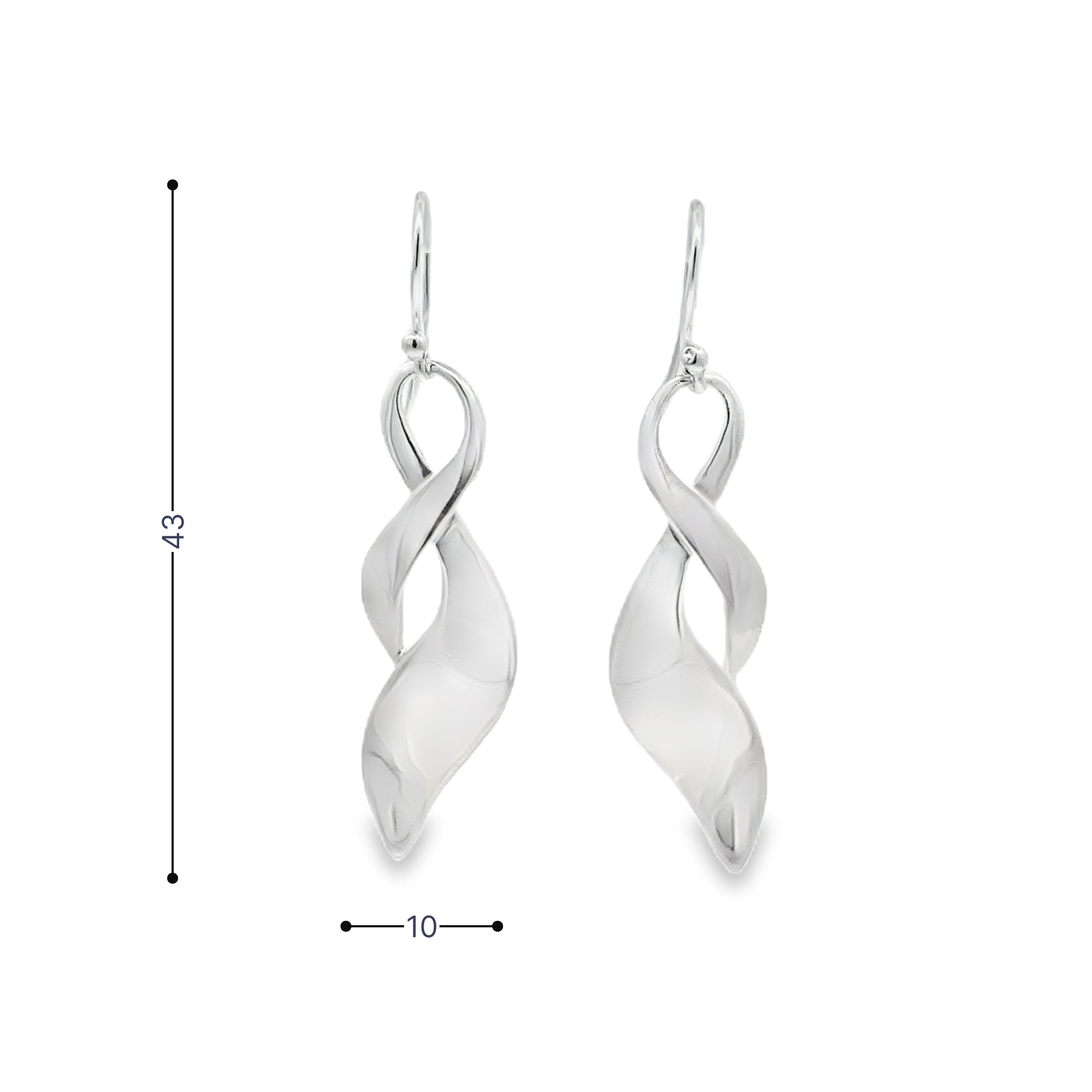 Sterling Silver Twisted Drop Earrings MEASUREMENTS
