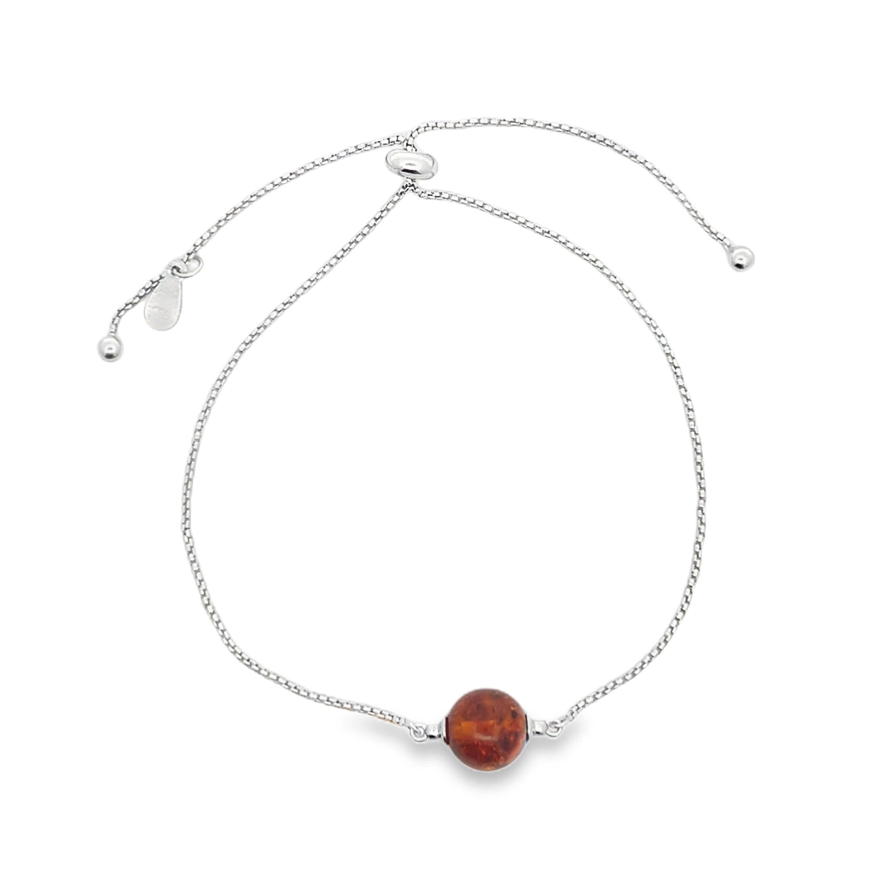 Silver Amber Bead Bracelet