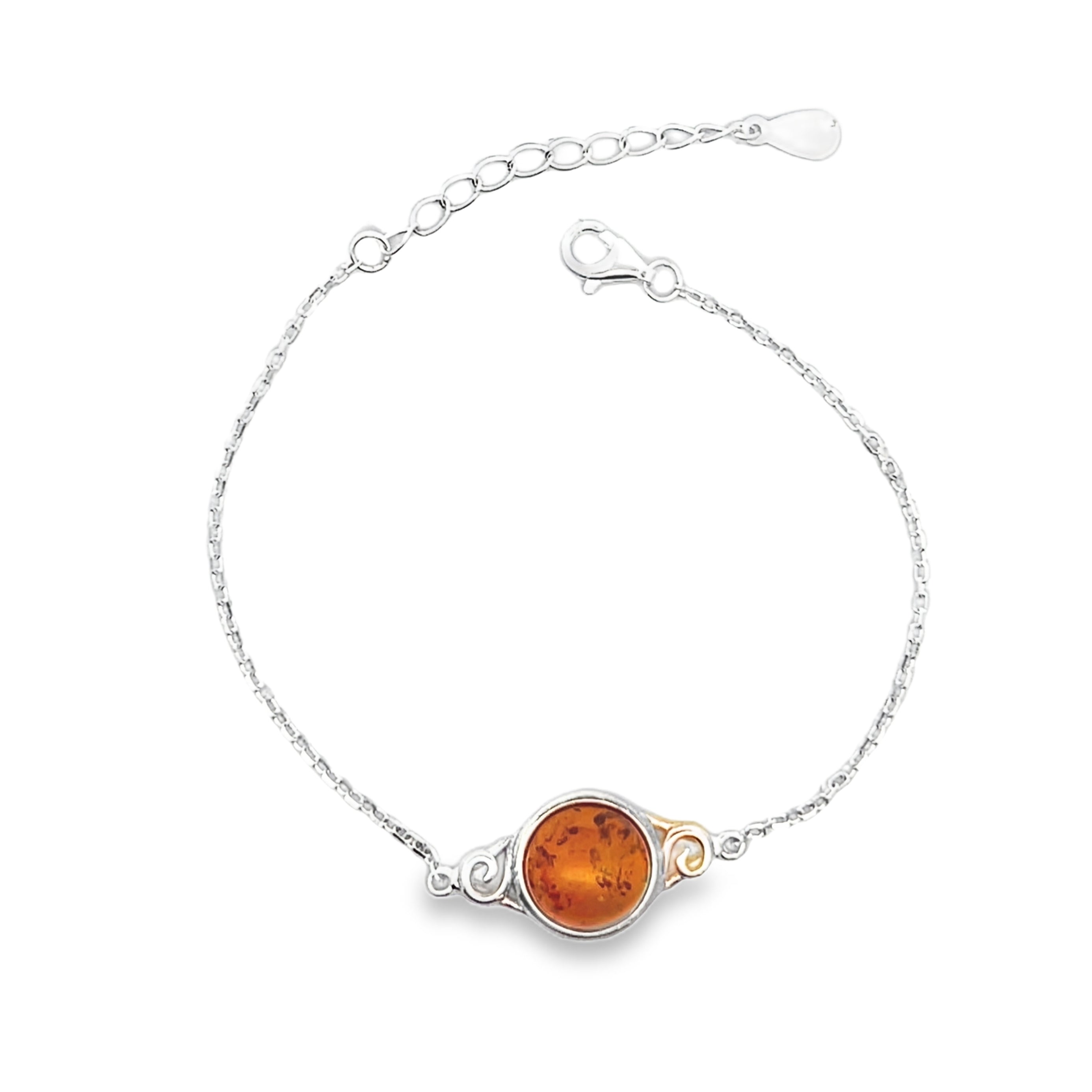 Silver Amber Swirl Bracelet