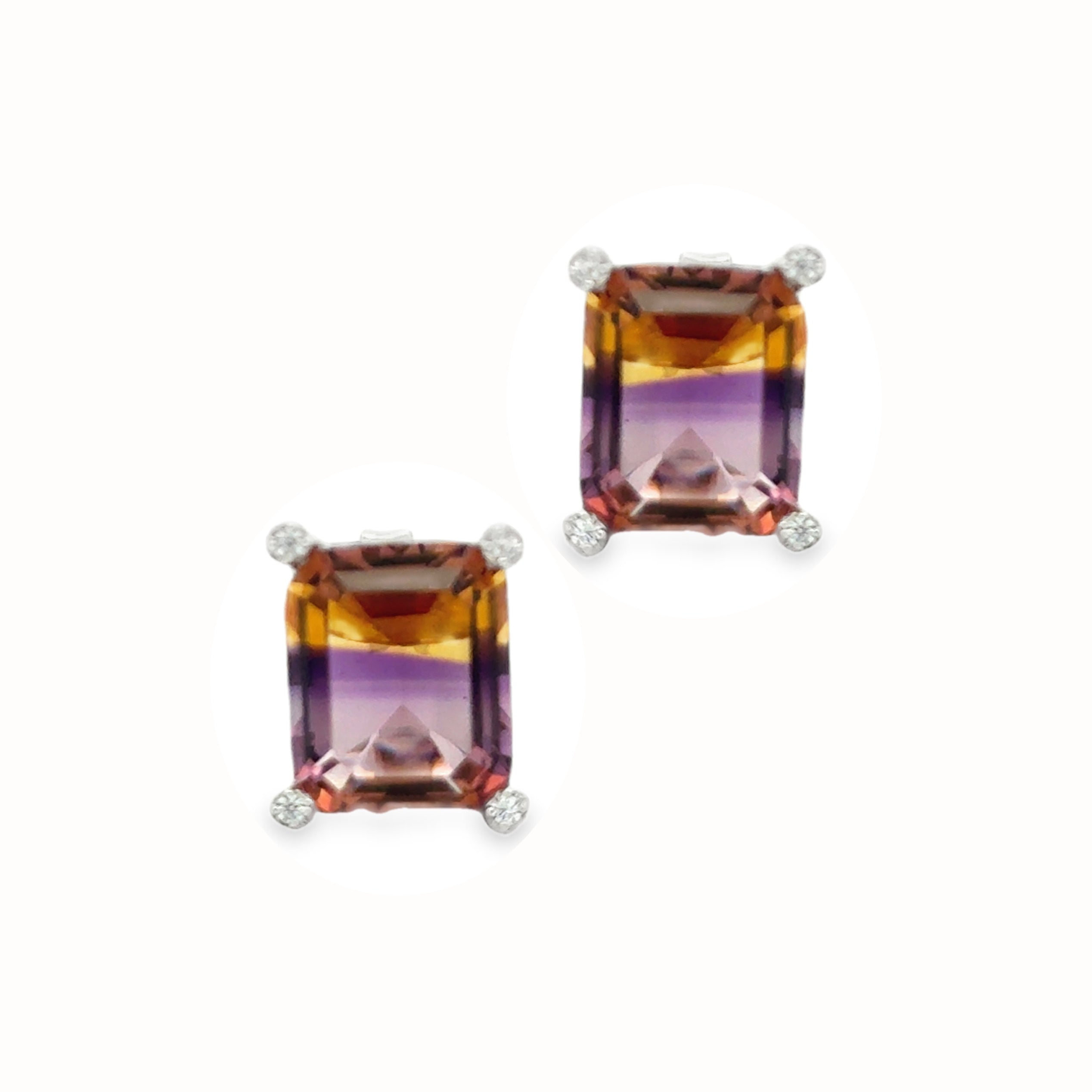 Silver Ametrine Stud Earrings