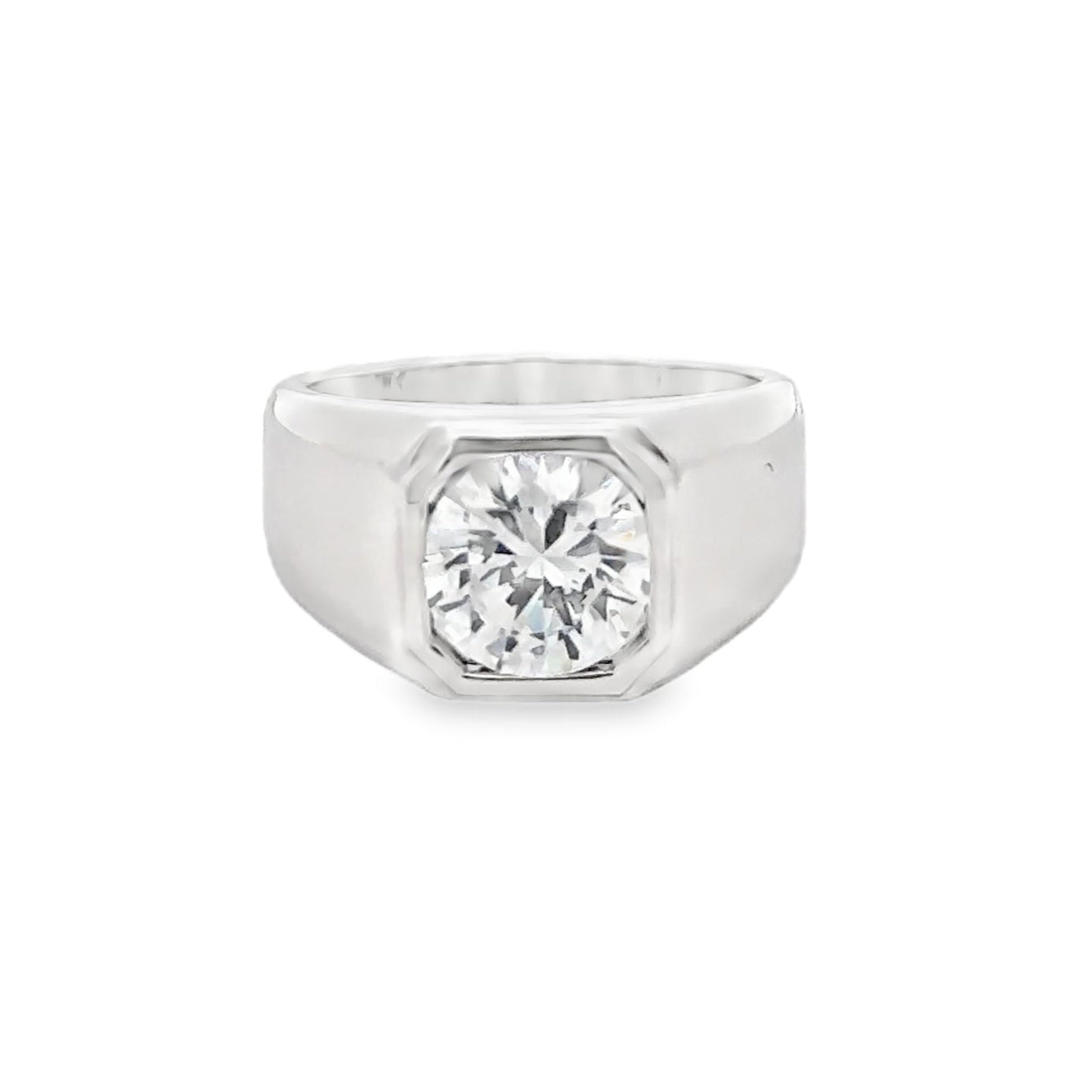 Silver Large Cubic Zirconia Signet Ring
