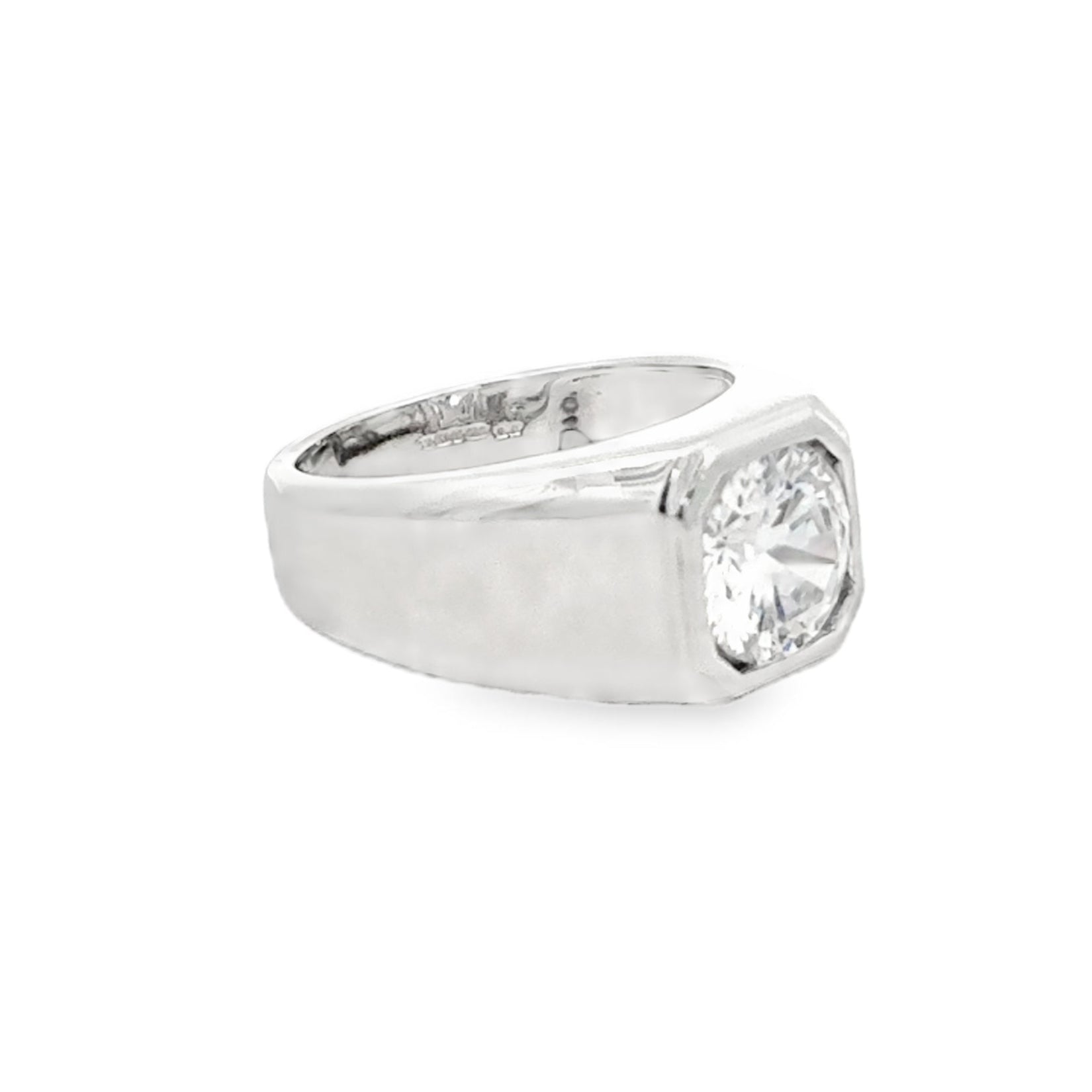 Silver Large Cubic Zirconia Signet Ring side
