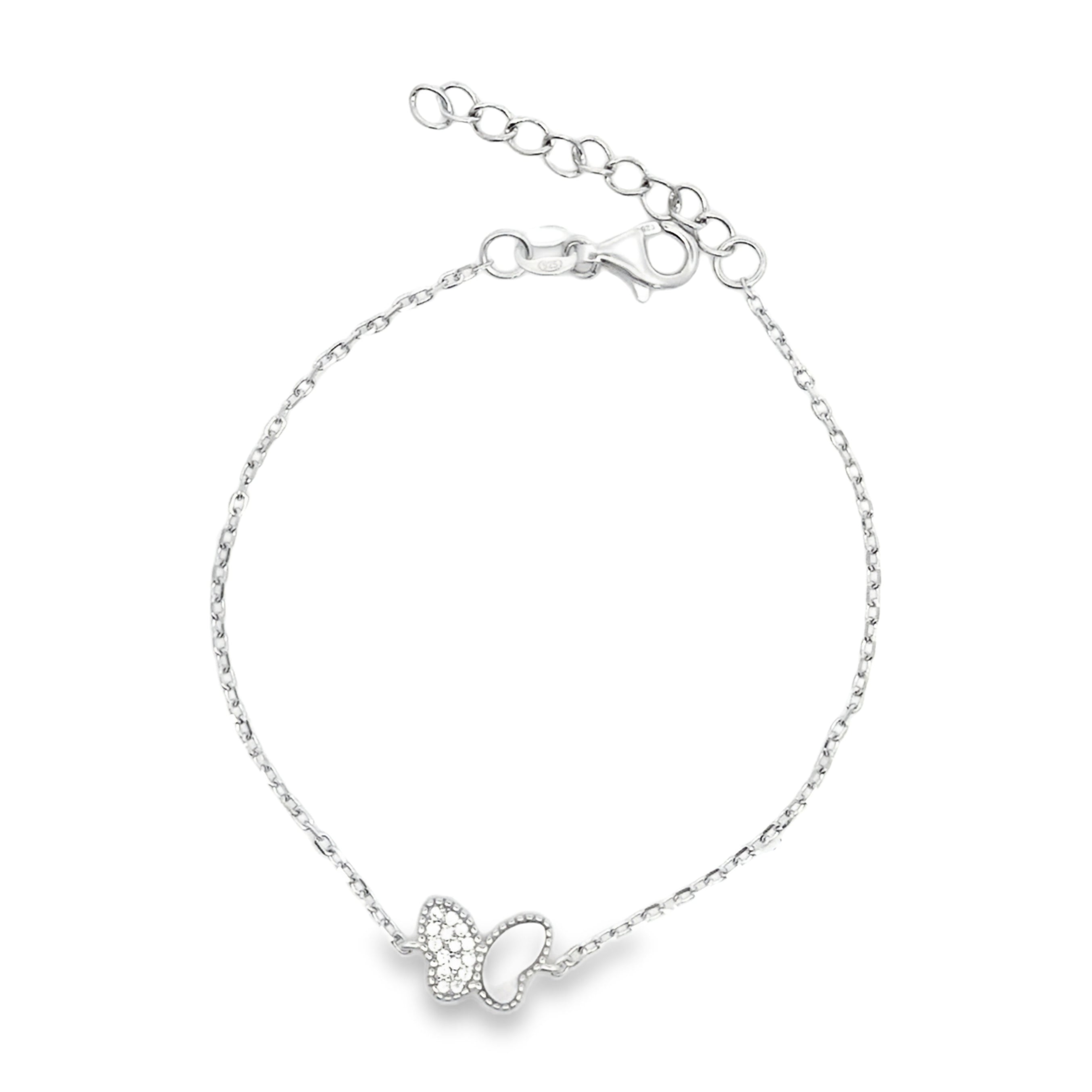 Sterling Silver Mother of Pearl Butterfly Bracelet