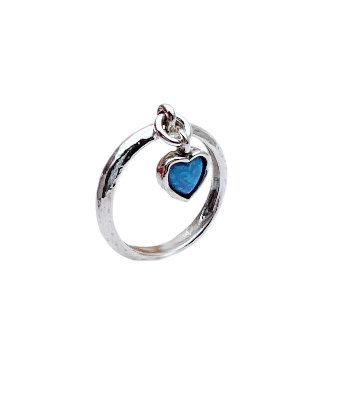 Aviv Silver Opal Heart Dangle Ring