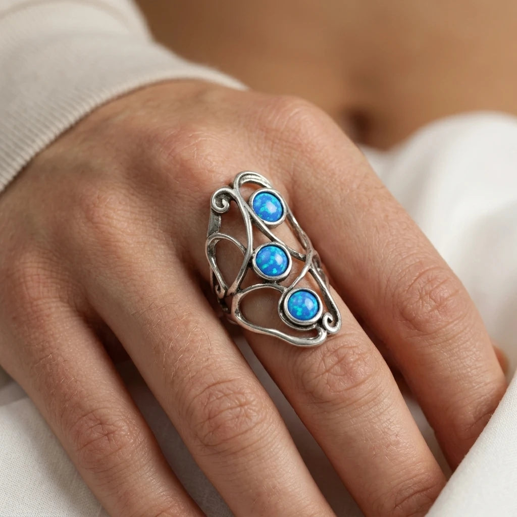 Aviv Silver Statement Opal Ring