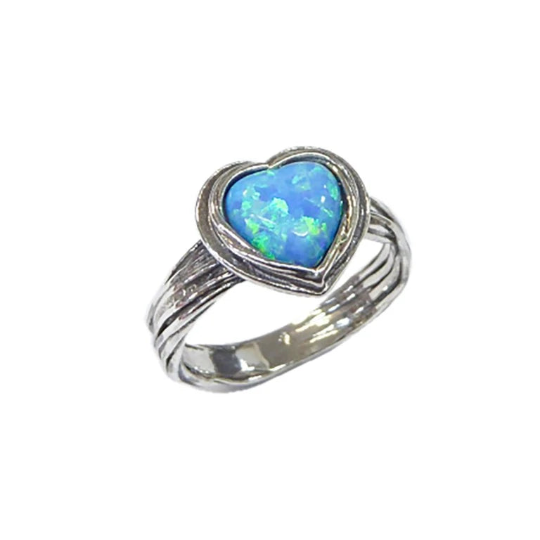 Aviv Silver Opal Large Heart Ring
