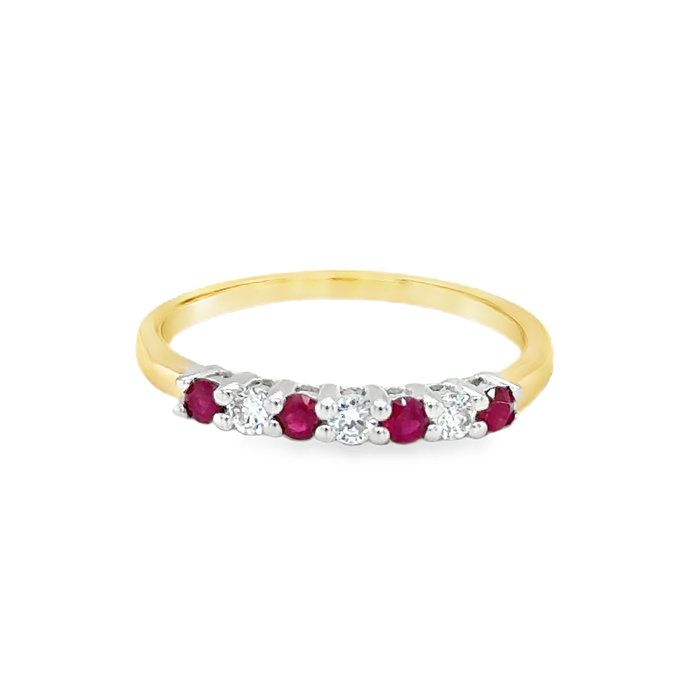 Ruby & Diamond Eternity Ring 9ct Gold
