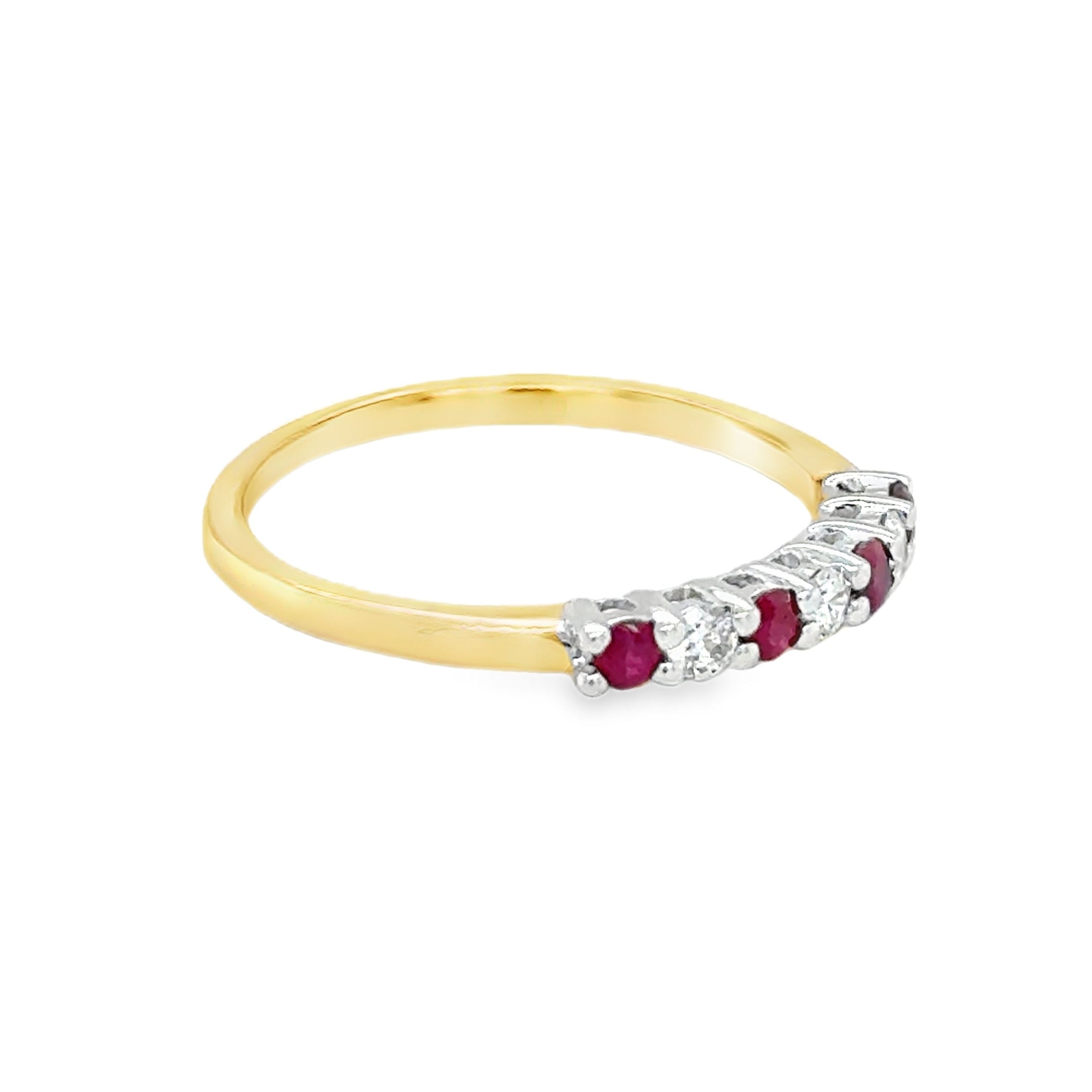 Ruby & Diamond Eternity Ring 9ct Gold side