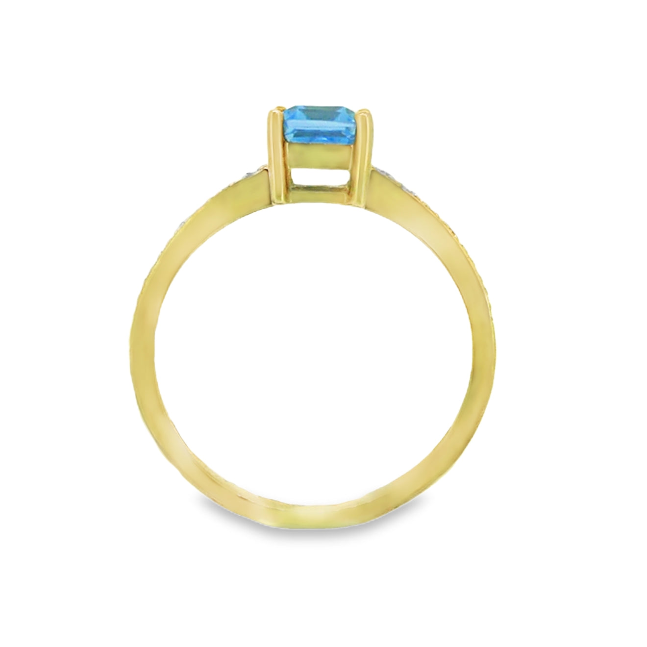 Rectangular Blue Topaz & Diamond Ring 9ct Gold profile
