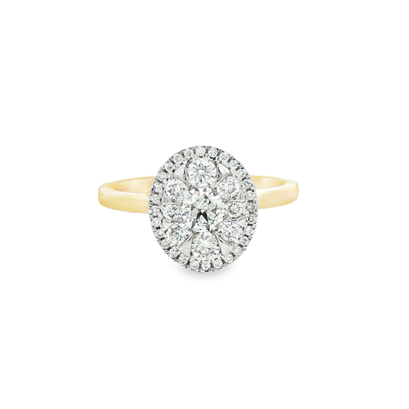 9ct Gold Diamond Oval Halo Engagement Ring