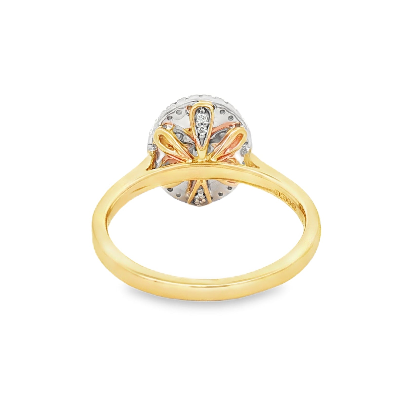 9ct Gold Diamond Oval Halo Engagement Ring rear