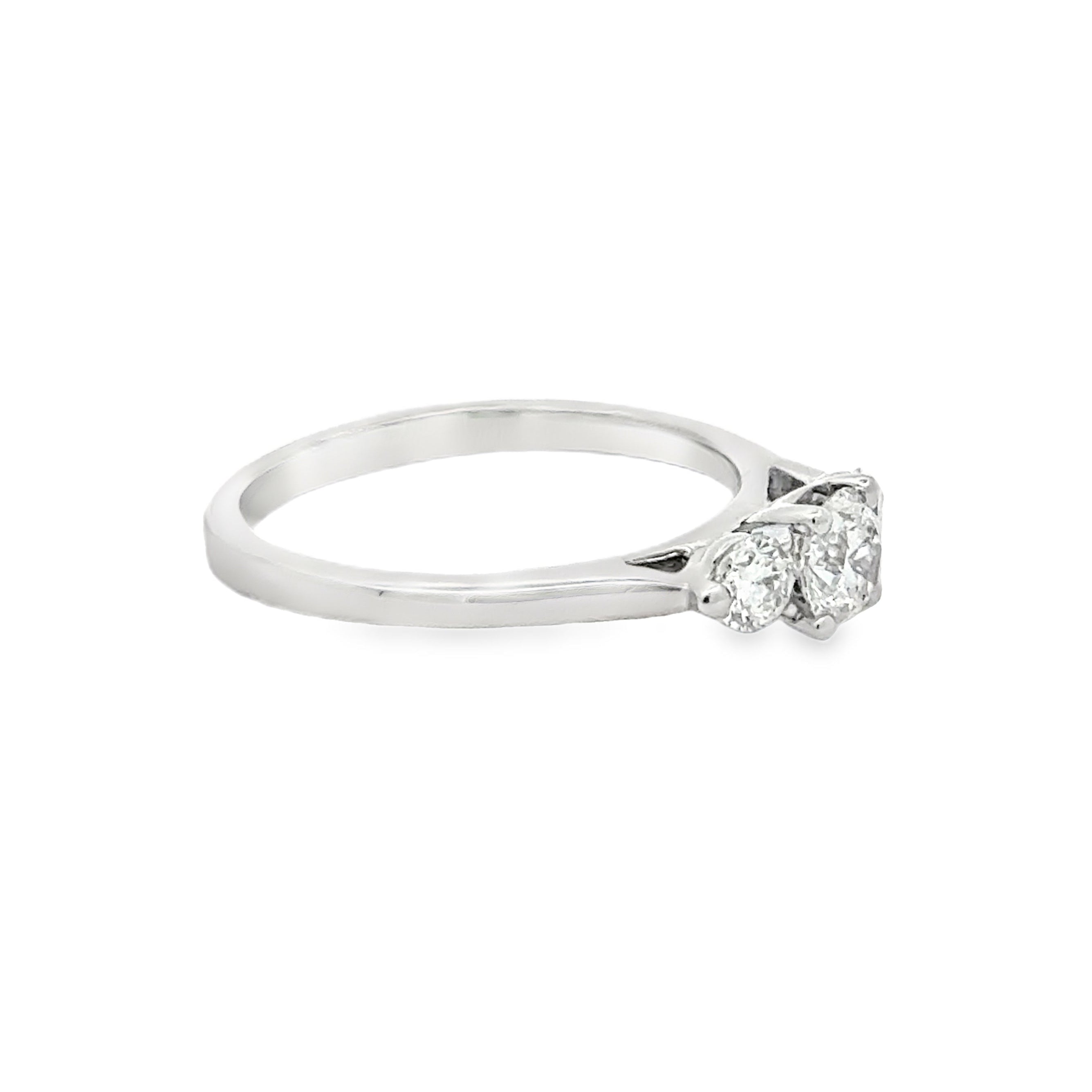 Platinum Trilogy Diamond Engagement Ring 0.75ct SIDE