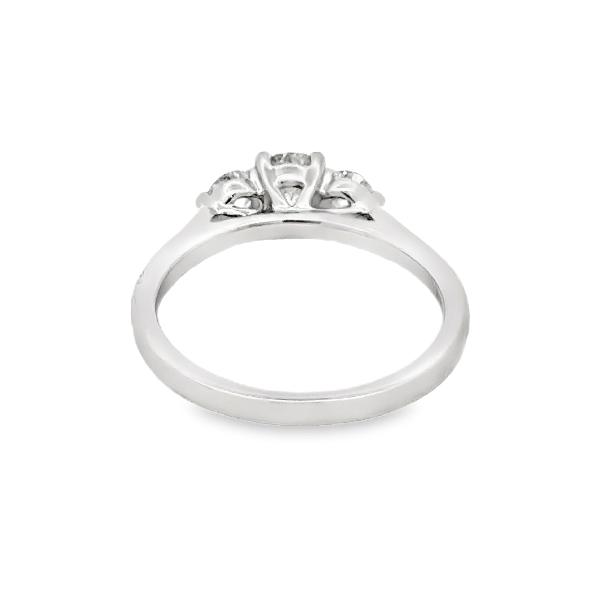 Platinum Trilogy Diamond Engagement Ring 0.75ct REAR