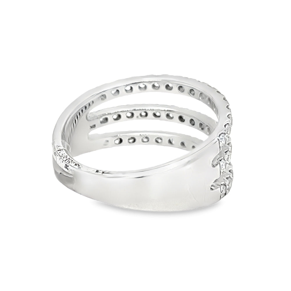 Diamond Triple Row Ring 0.75ct 9ct White Gold rear