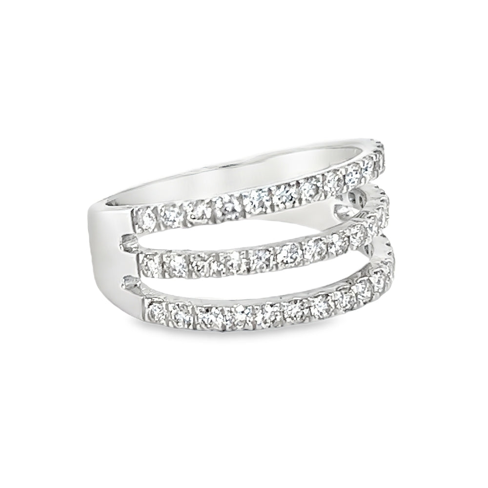 Diamond Triple Row Ring 0.75ct 9ct White Gold side
