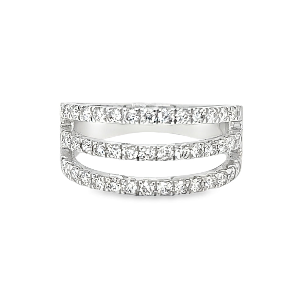 Diamond Triple Row Ring 0.75ct 9ct White Gold