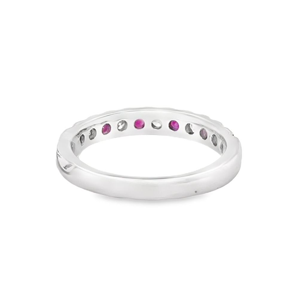 Ruby & Diamond Eternity Ring 9ct White Gold rear