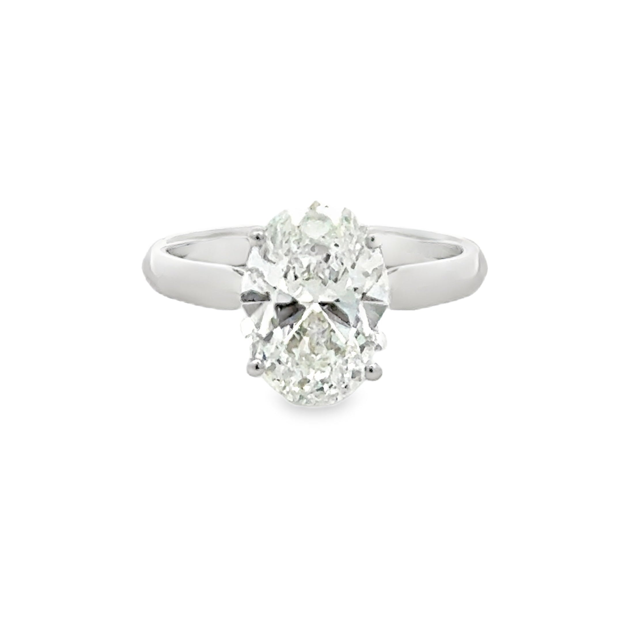 Platinum Solitaire Oval Lab Grown Diamond Engagement Ring 3.07ct