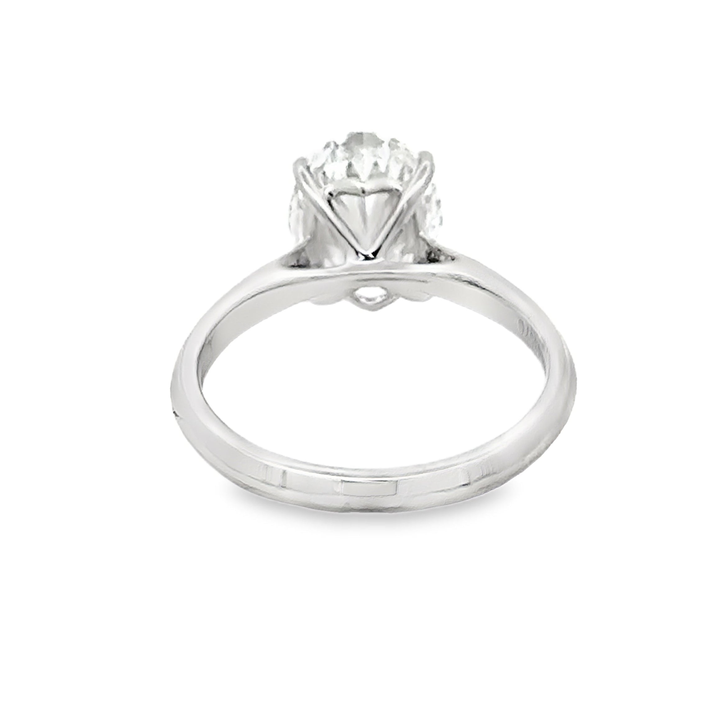 Platinum Solitaire Oval Lab Grown Diamond Engagement Ring 3.07ct REAR