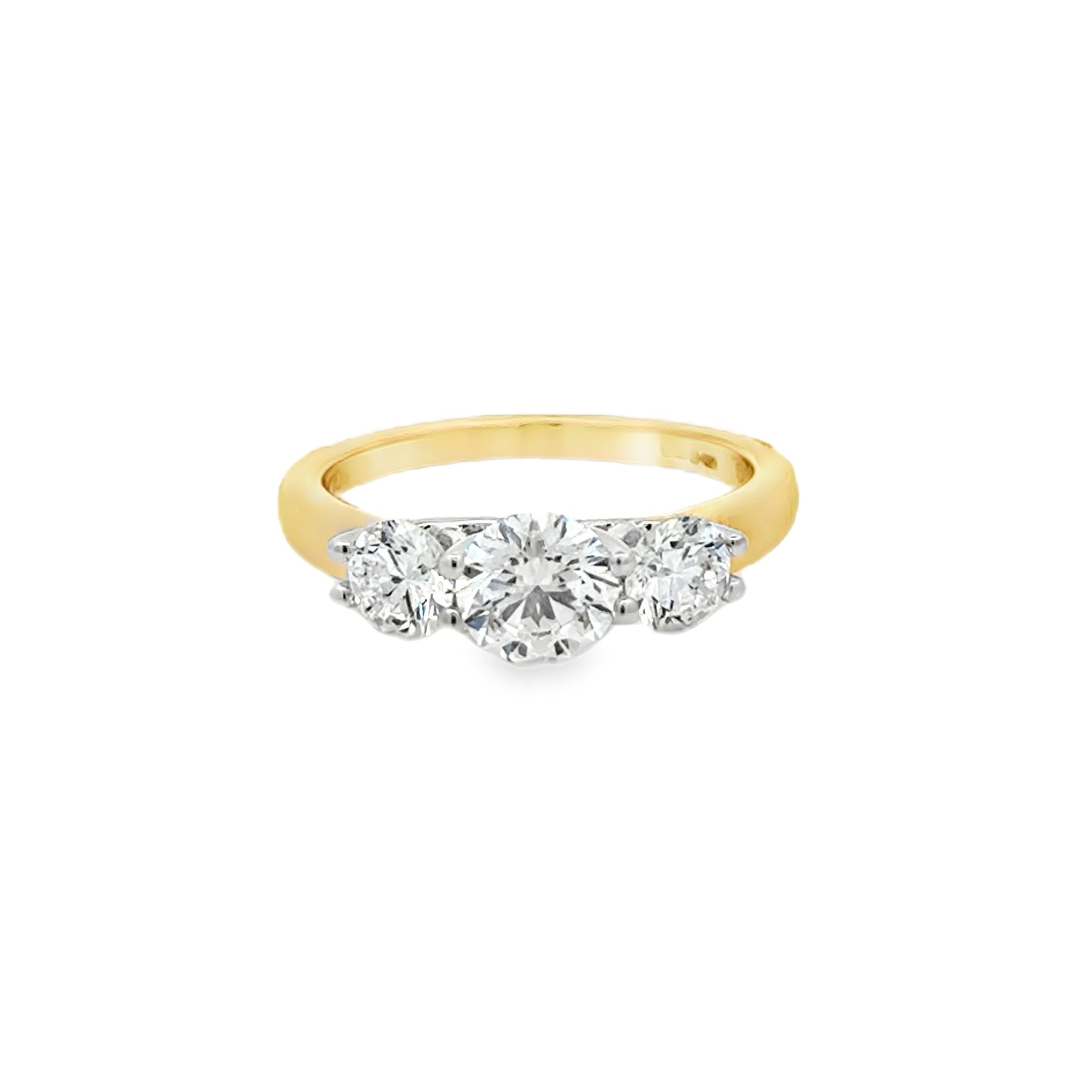 Lab Grown Diamond 3 Stone Ring 1.50ct 9ct Gold