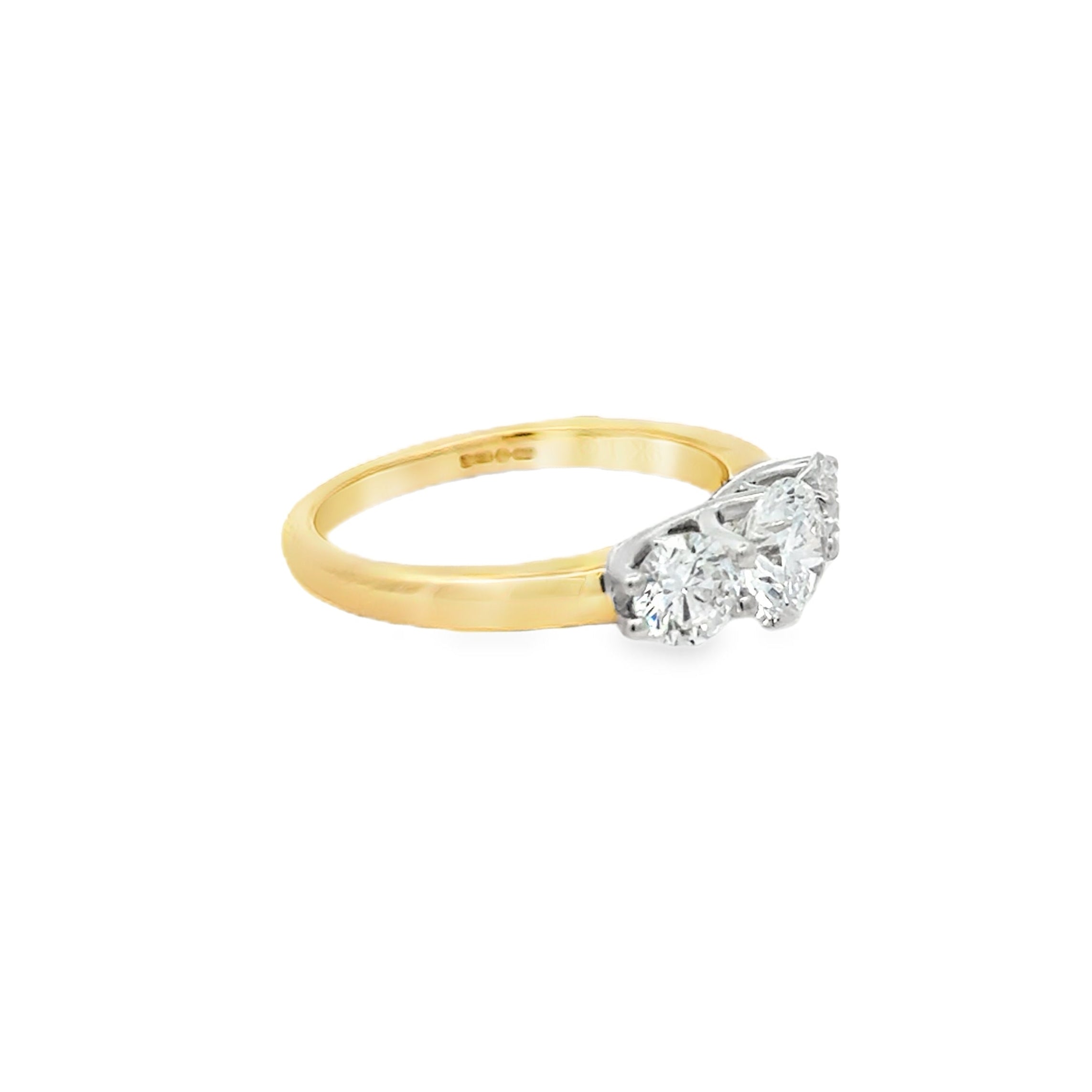 Lab Grown Diamond 3 Stone Ring 1.50ct 9ct Gold SIDE