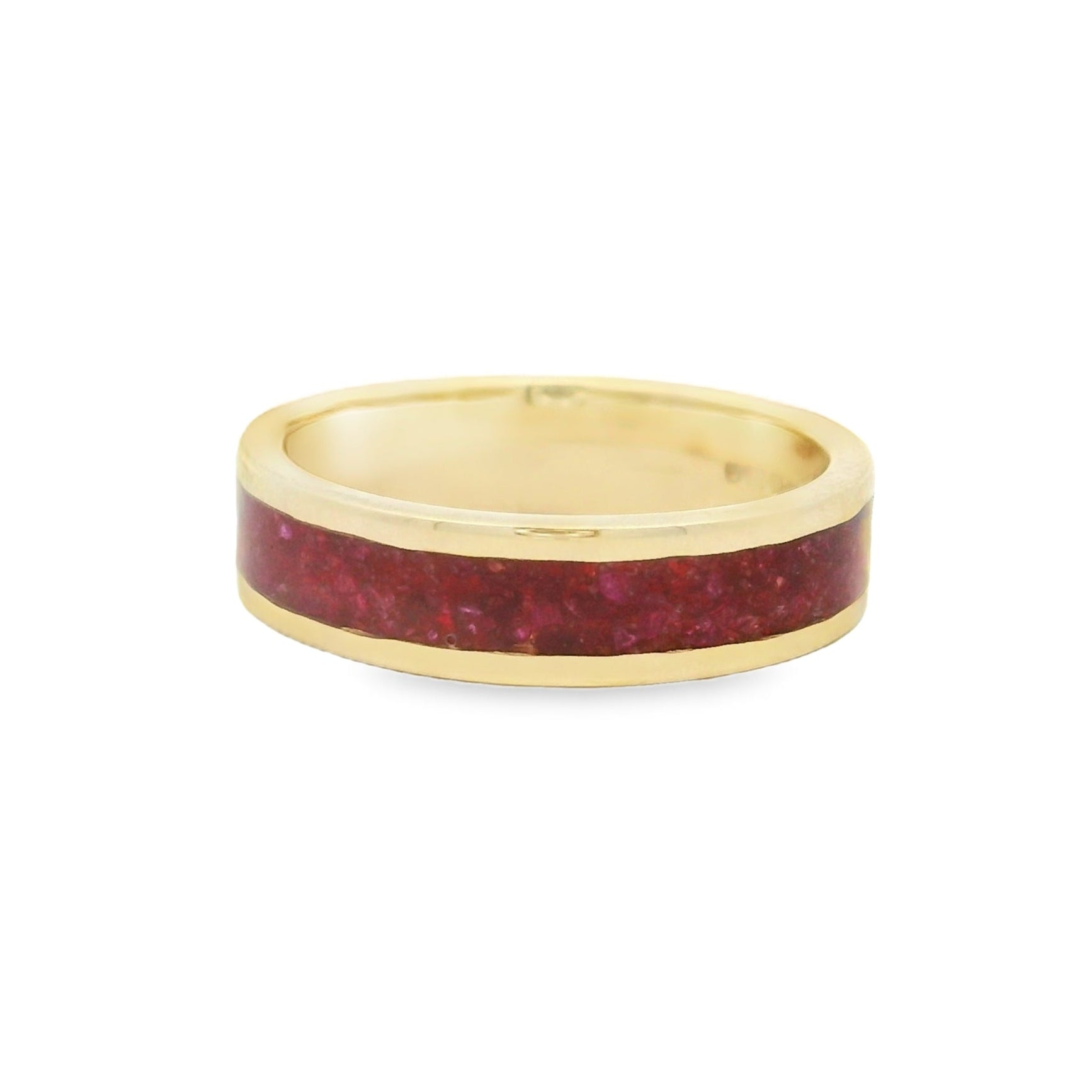 Crushed Ruby Band Ring 9ct Gold