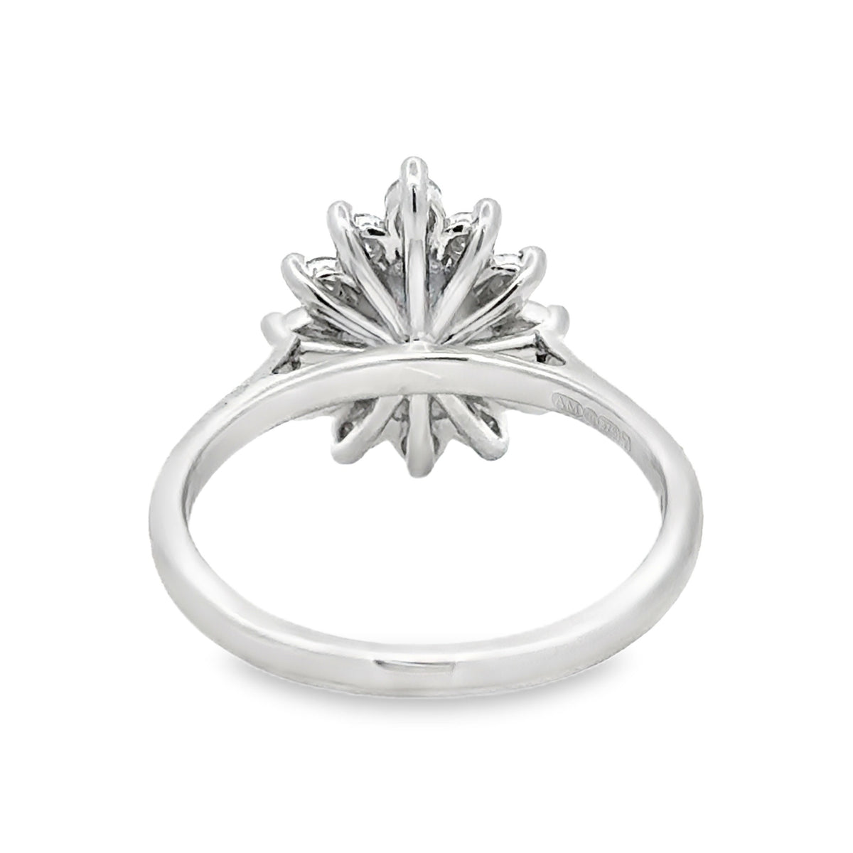 9ct White Gold Lab Grown Paraiba & Diamond Pear Cluster Ring rear