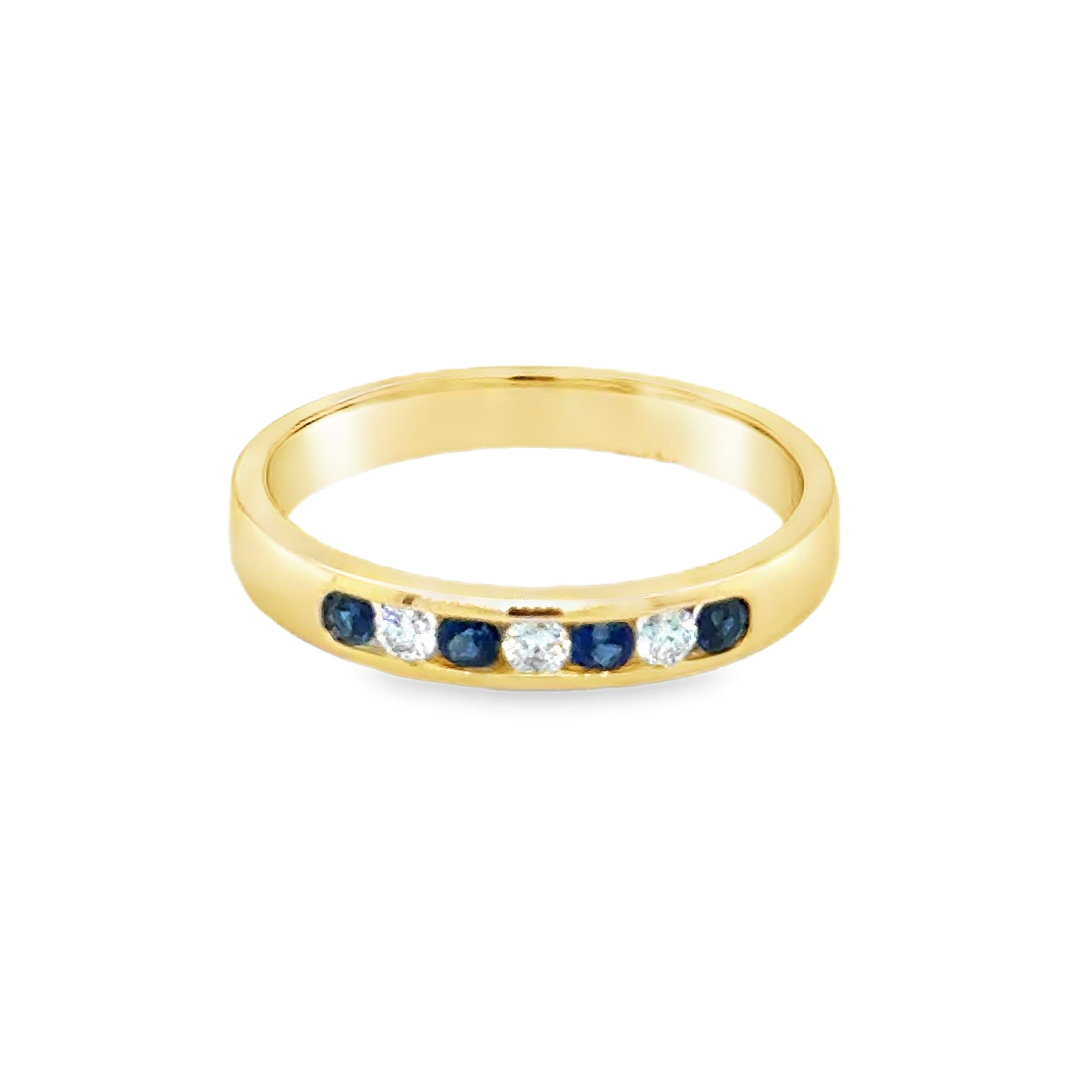 Sapphire & Diamond Eternity Ring Channel Set 9ct Gold