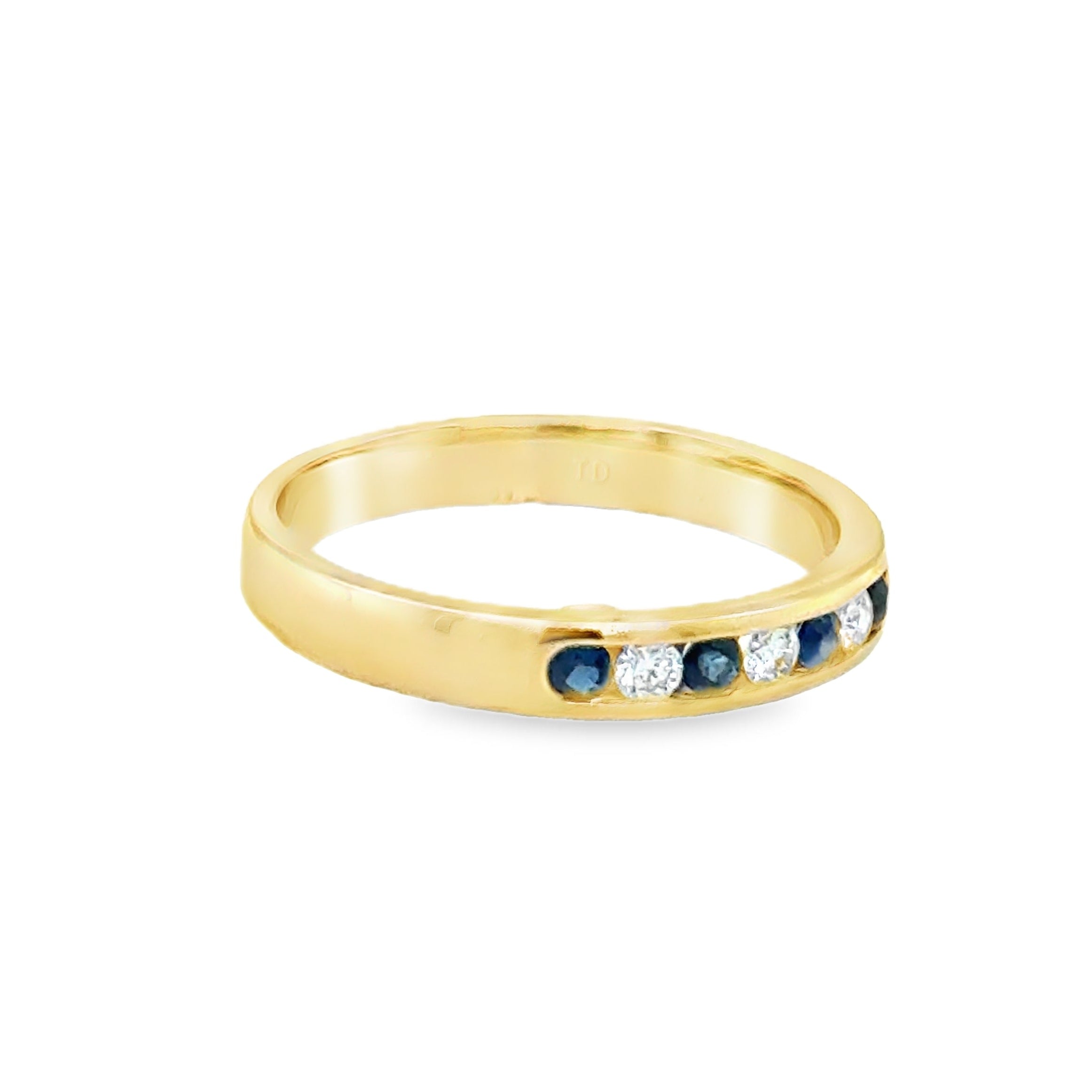 Sapphire & Diamond Eternity Ring Channel Set 9ct Gold side