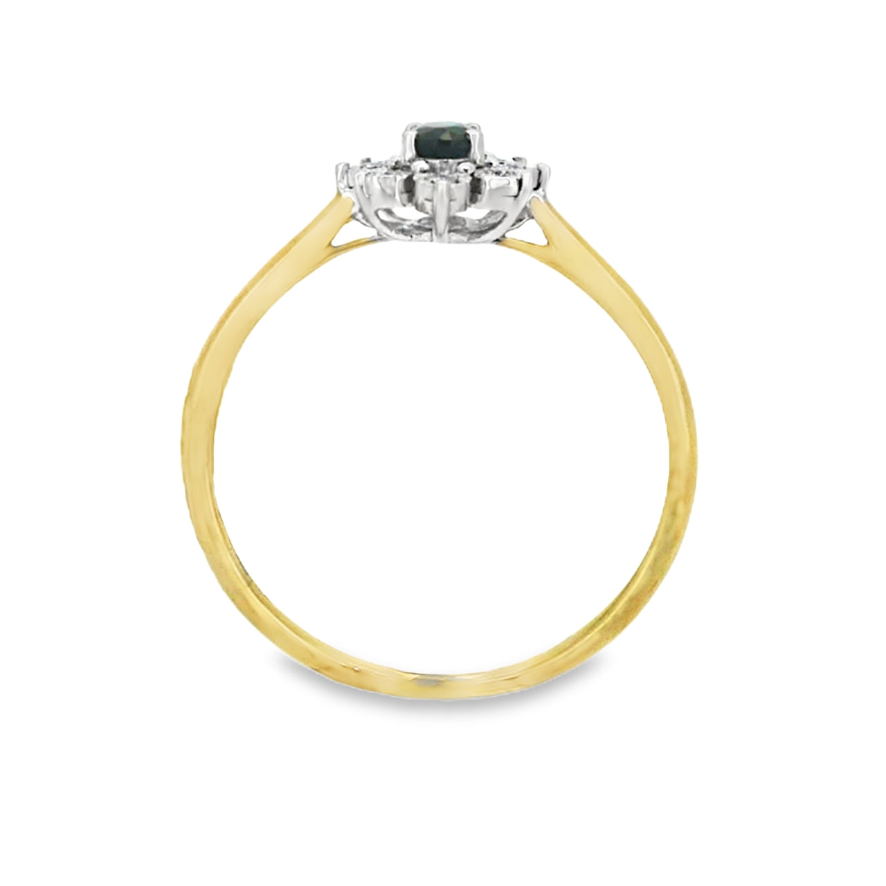 Sapphire & Diamond Oval Illusion Set Cluster Ring 9ct Gold