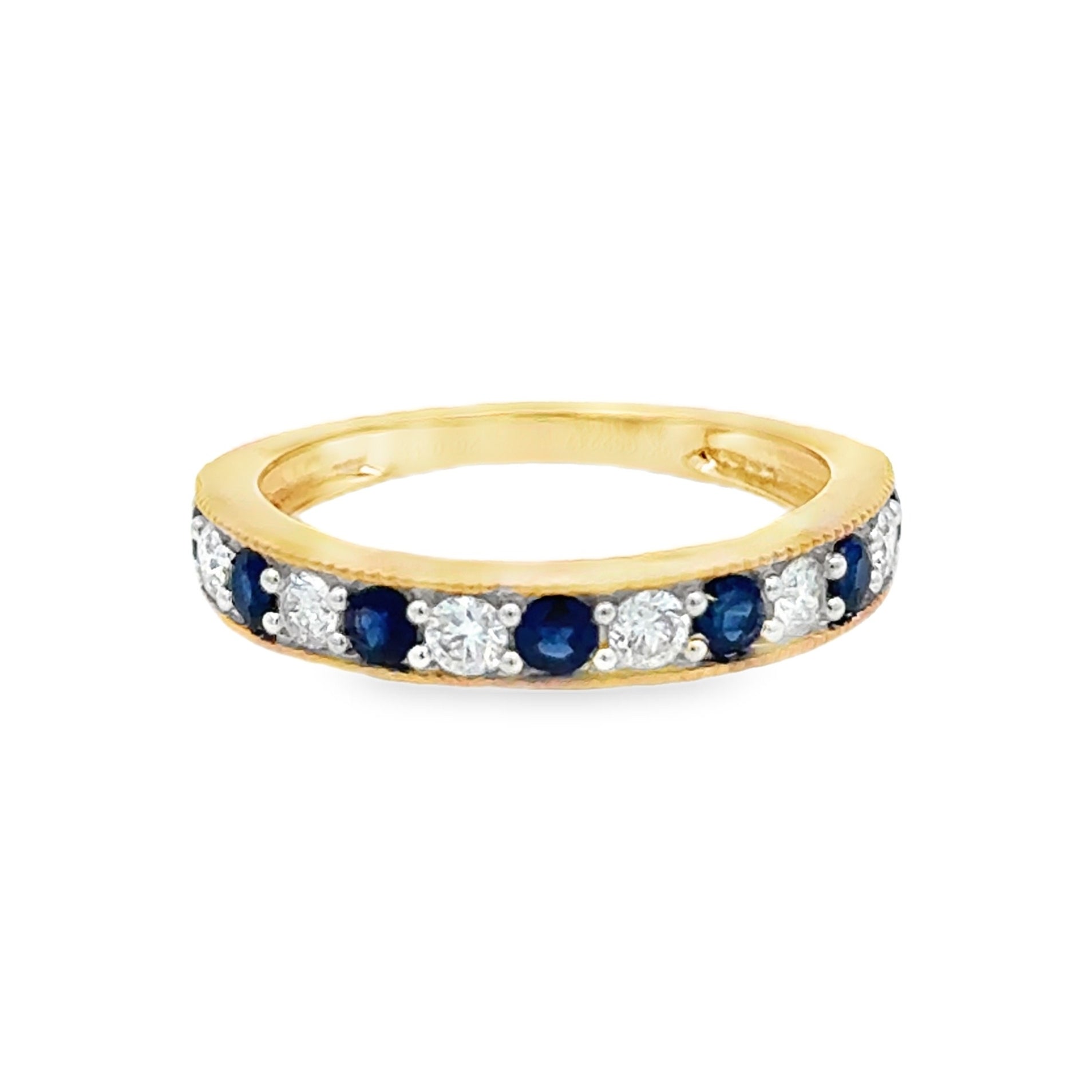 Sapphire & Diamond 13 Stone Grain Set Eternity Ring 9ct Gold