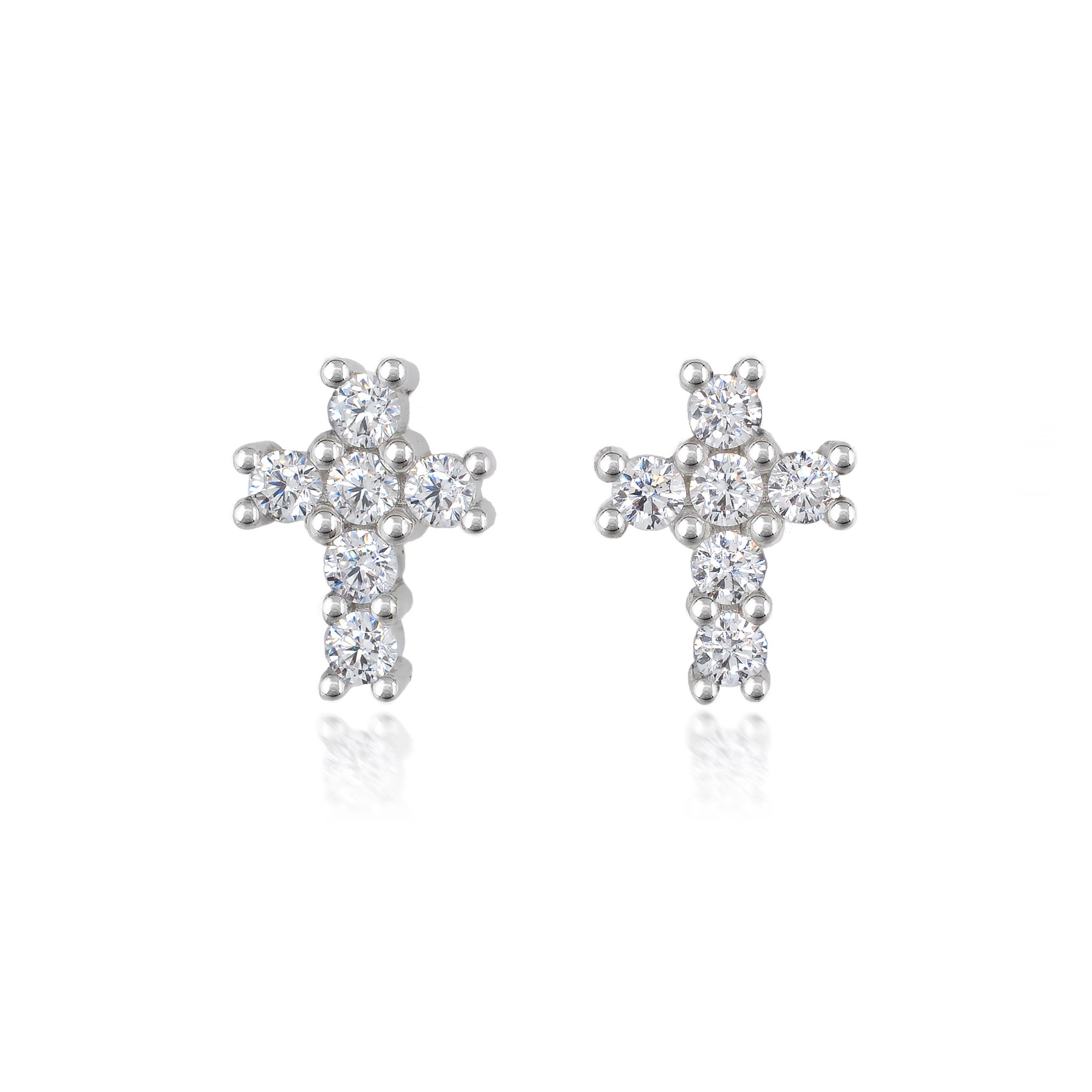 The Real Effect CZ Cross Stud Earrings RE51384
