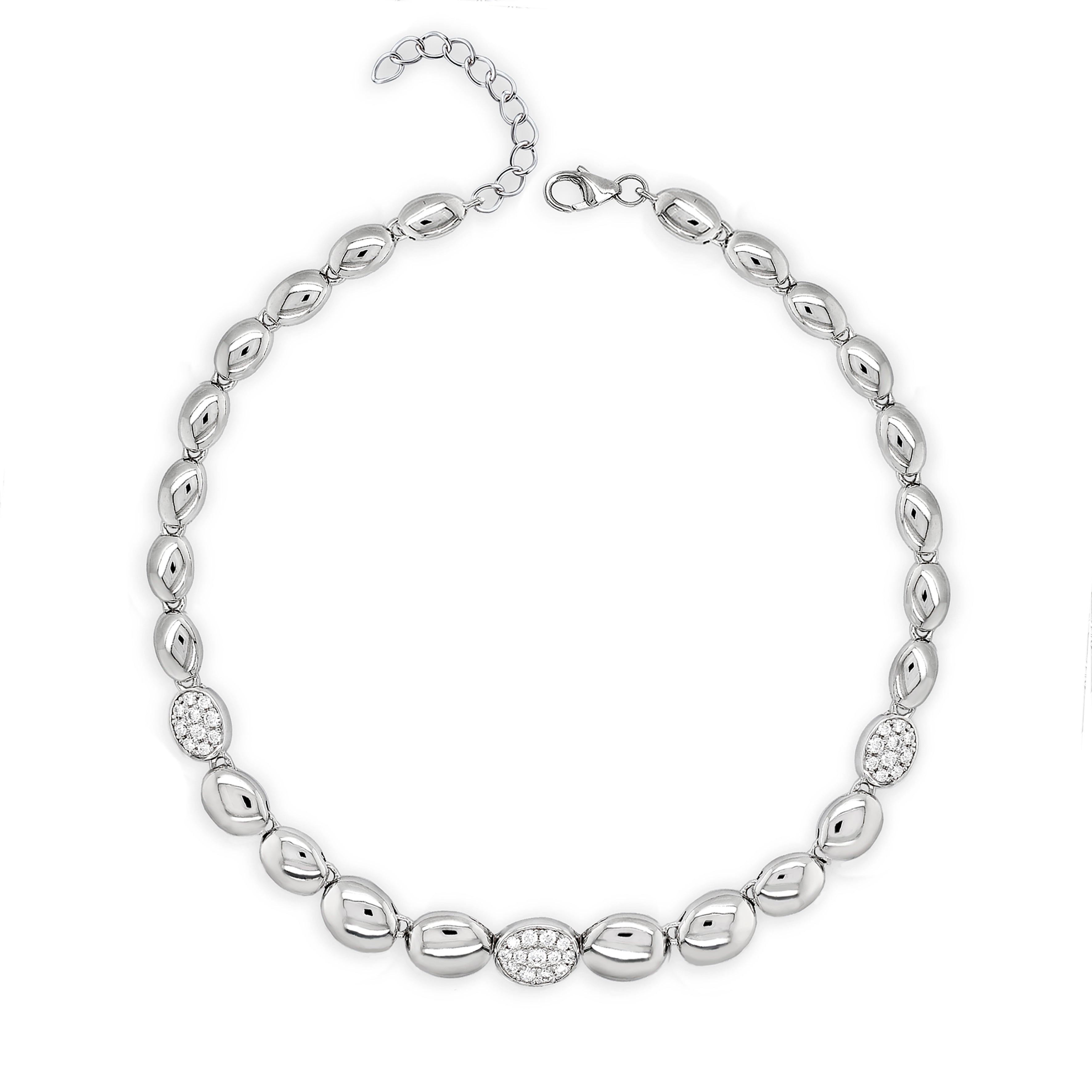 The Real Effect Silver Bead CZ Bracelet RE52014