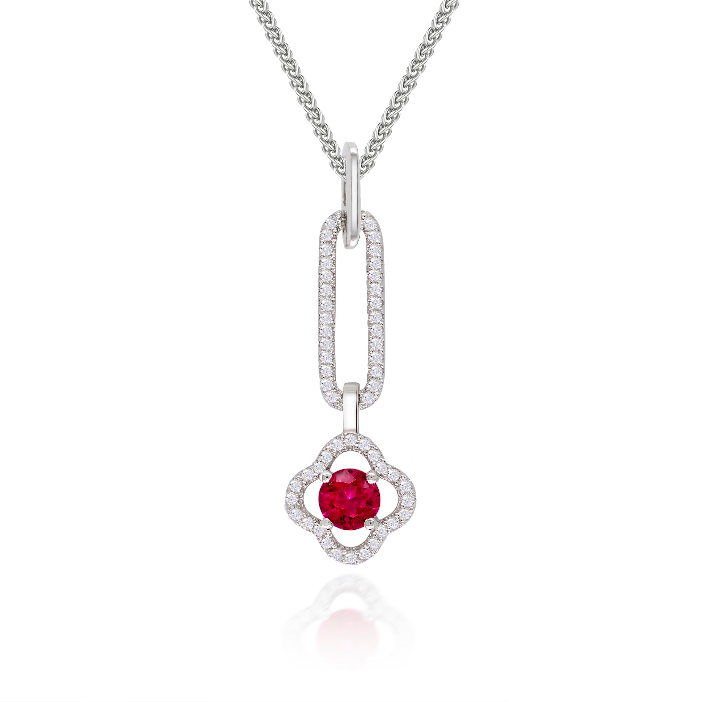The Real Effect Silver Red & White CZ Necklace RE52614