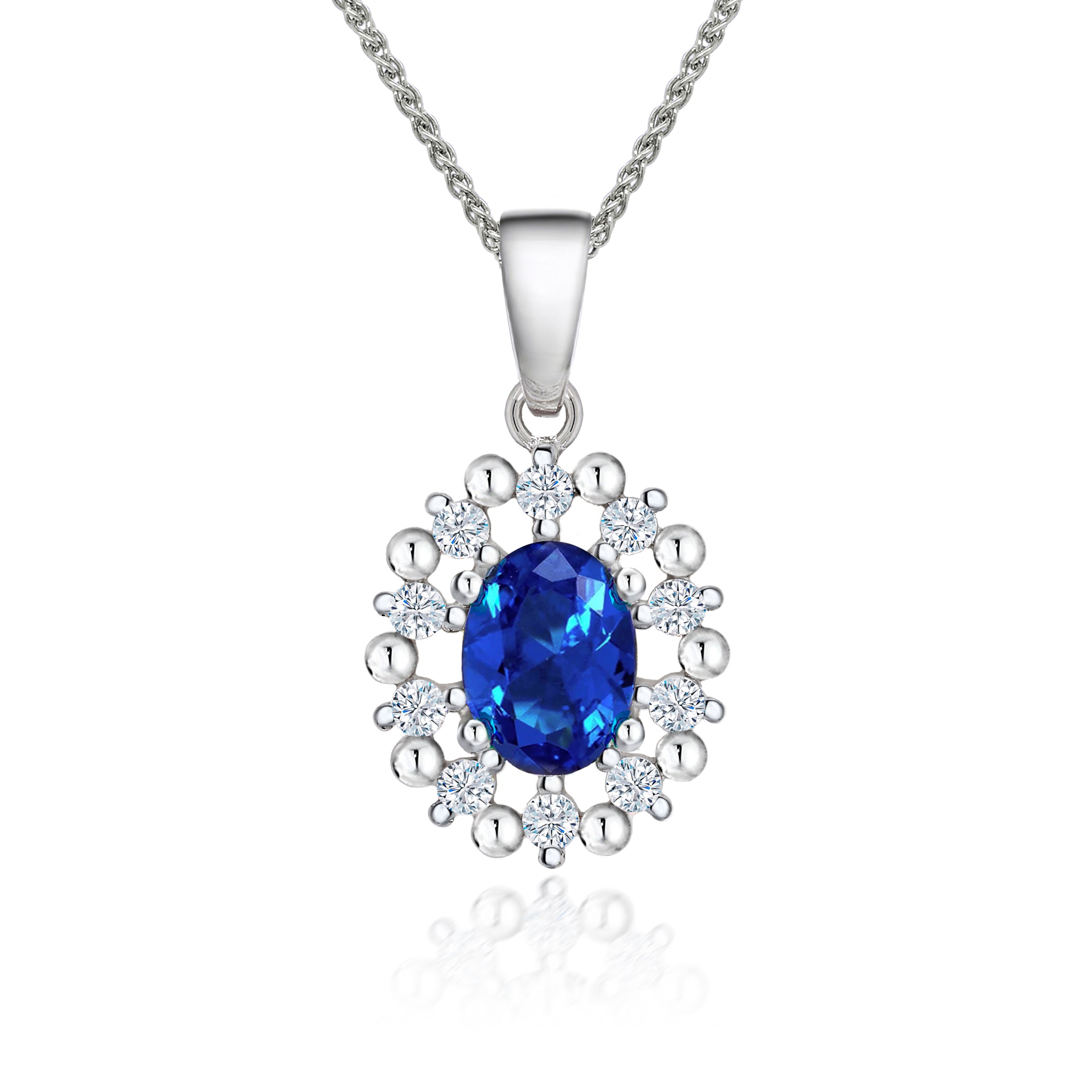 The Real Effect Sapphire Blue CZ Necklace RE52774SP