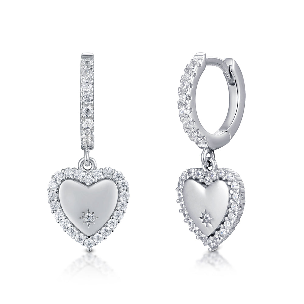 The Real Effect Huggie Hoop Heart Drop Earrings RE52804