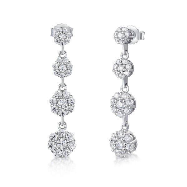 The Real Effect Posy CZ Long Drop Earrings RE52904