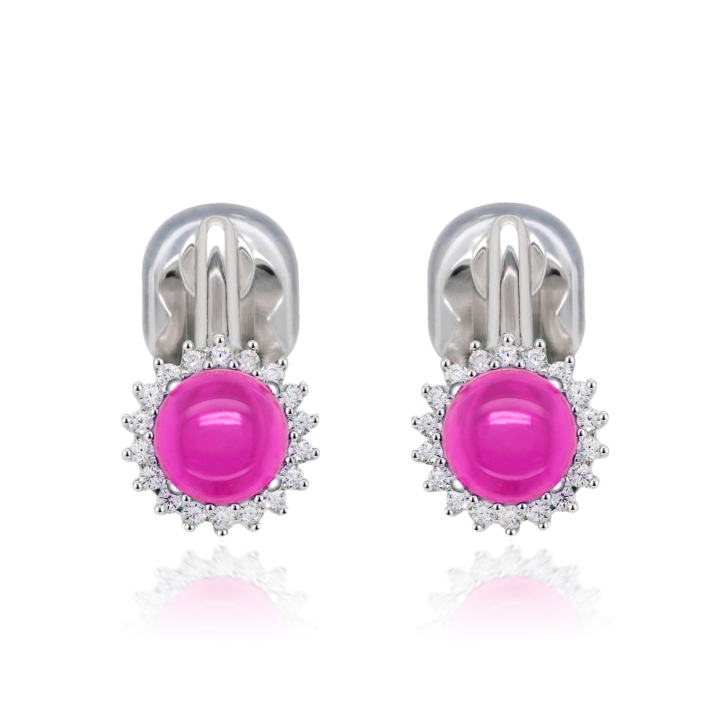 The Real Effect London Sterling Silver Red Clip On Earrings RE52954GD