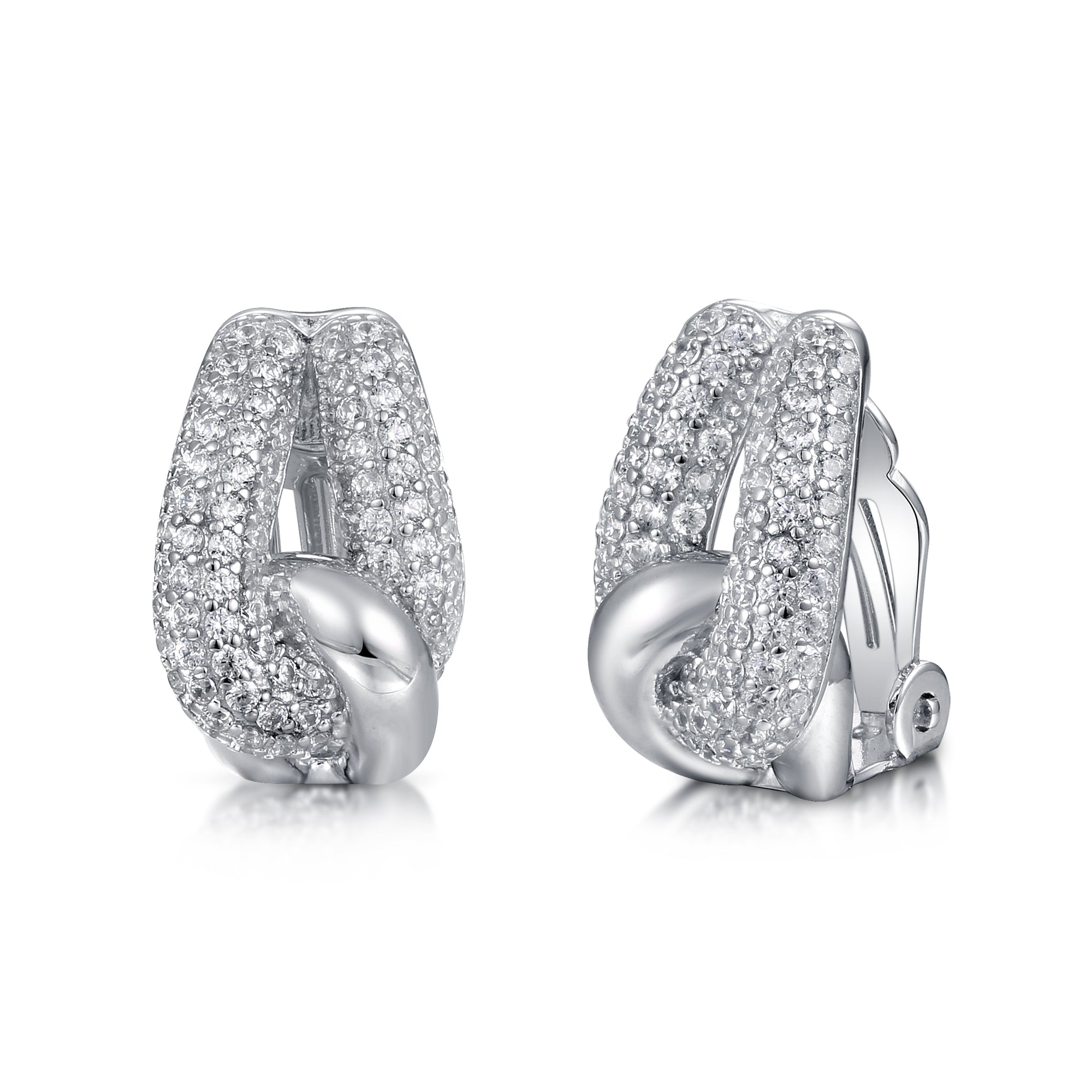 The Real Effect London Sterling Silver CZ Clip On Earrings RE2964