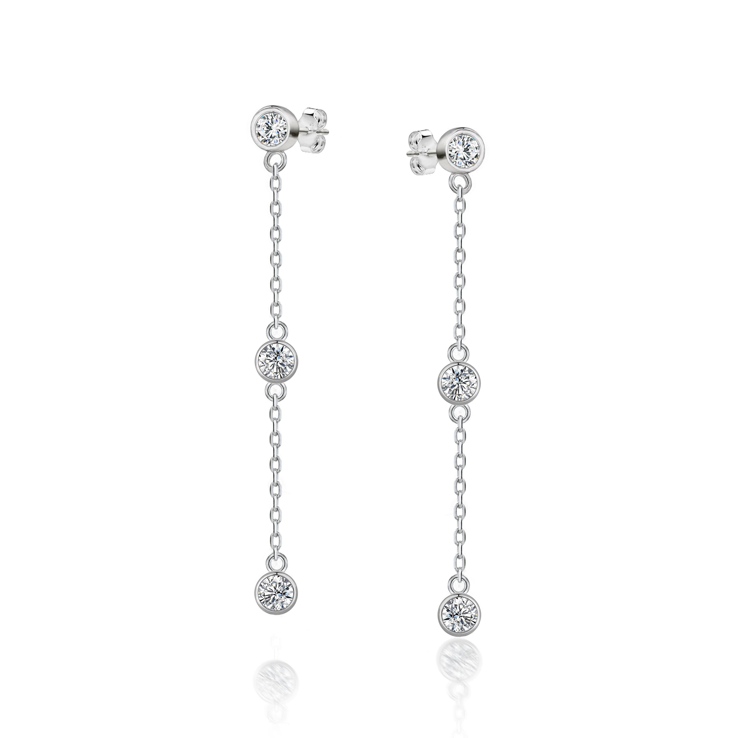 The Real Effect Long CZ Drop Earrings RE53234