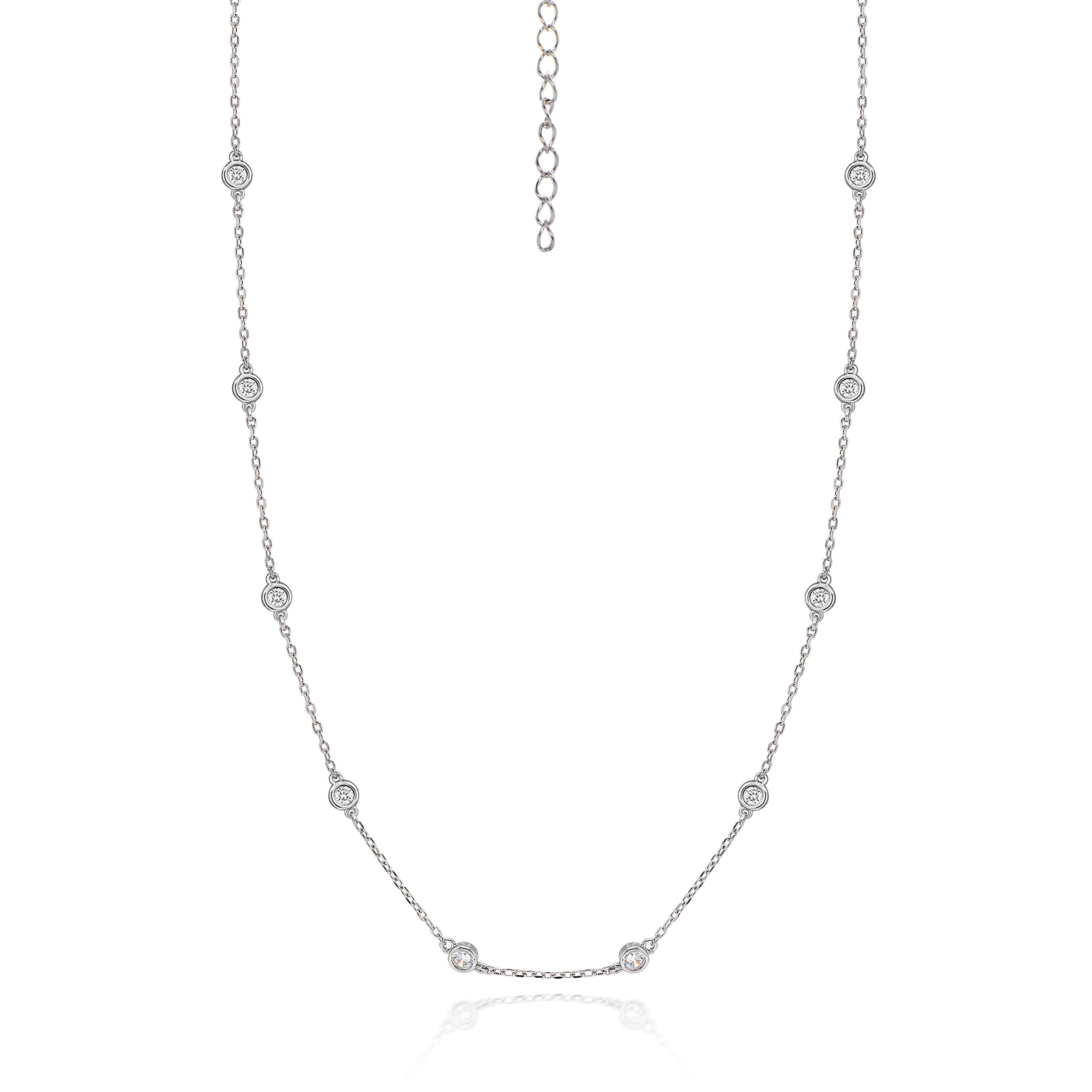 The Real Effect Silver CZ Chain Necklace RE53244