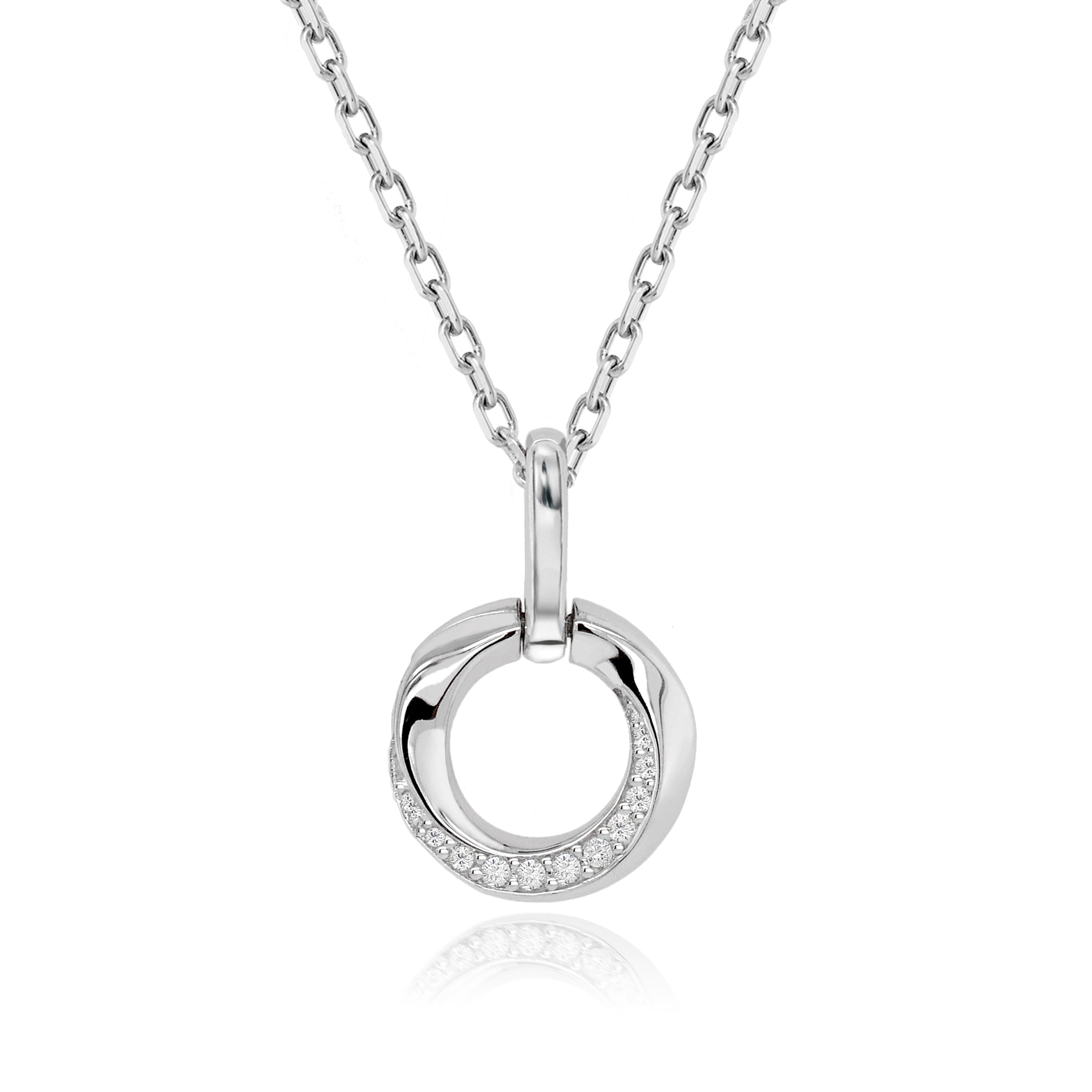 The Real Effect Silver CZ Circle Necklace RE53334
