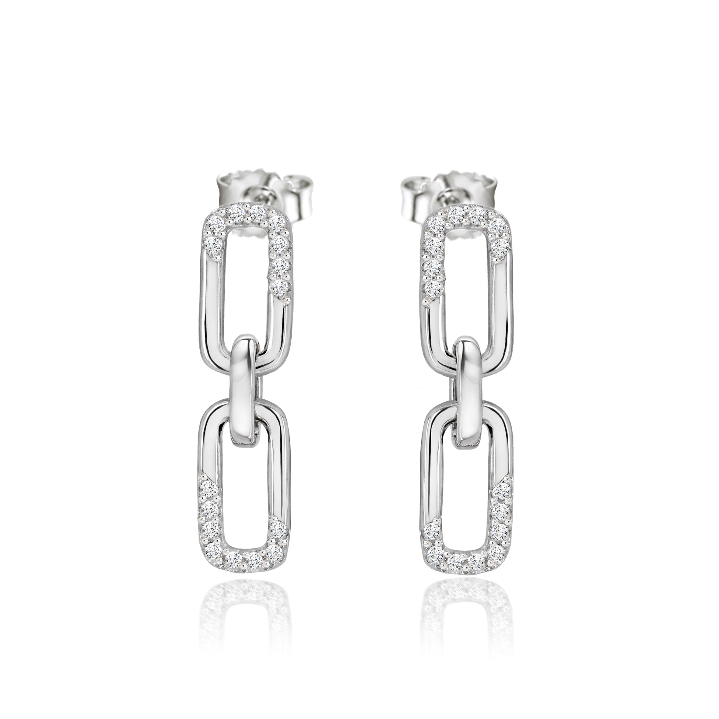 The Real Effect Paper Chain CZ Drop Earrings RE53474